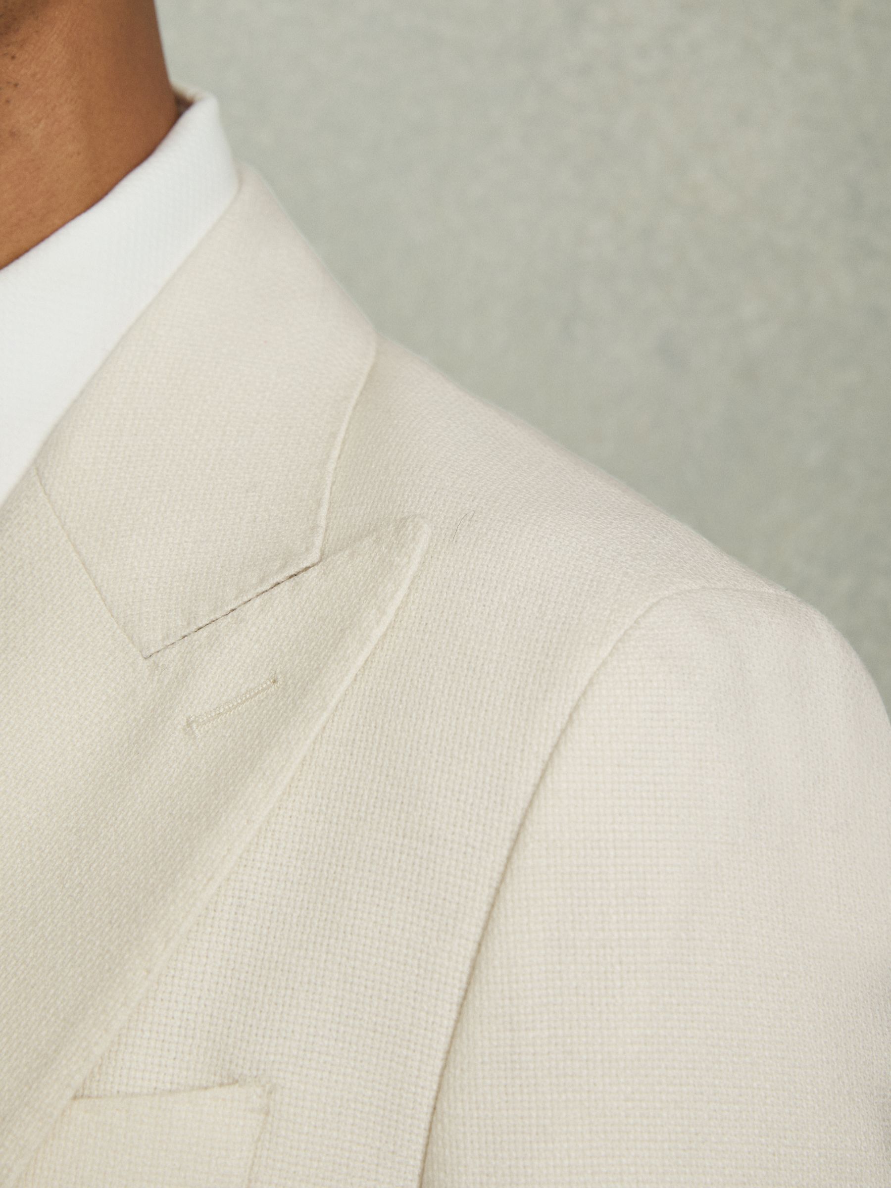 Slim Fit Single-Breasted Stretch Suit Blazer in Ivory White - Image 6 of 11