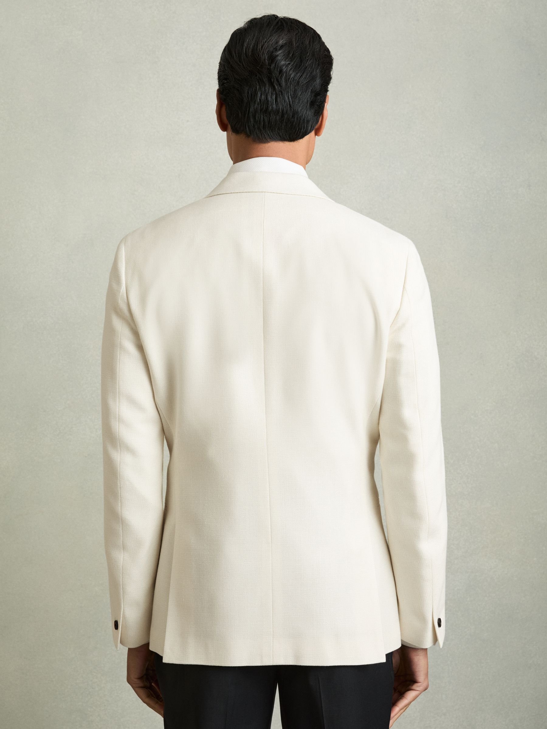Slim Fit Single-Breasted Stretch Suit Blazer in Ivory White - Image 7 of 11