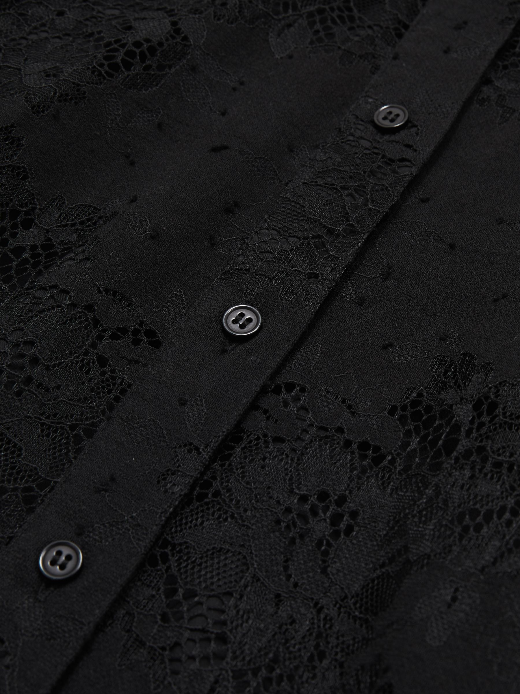 Lace-Front Shirt With Cotton in Black - Image 6 of 6