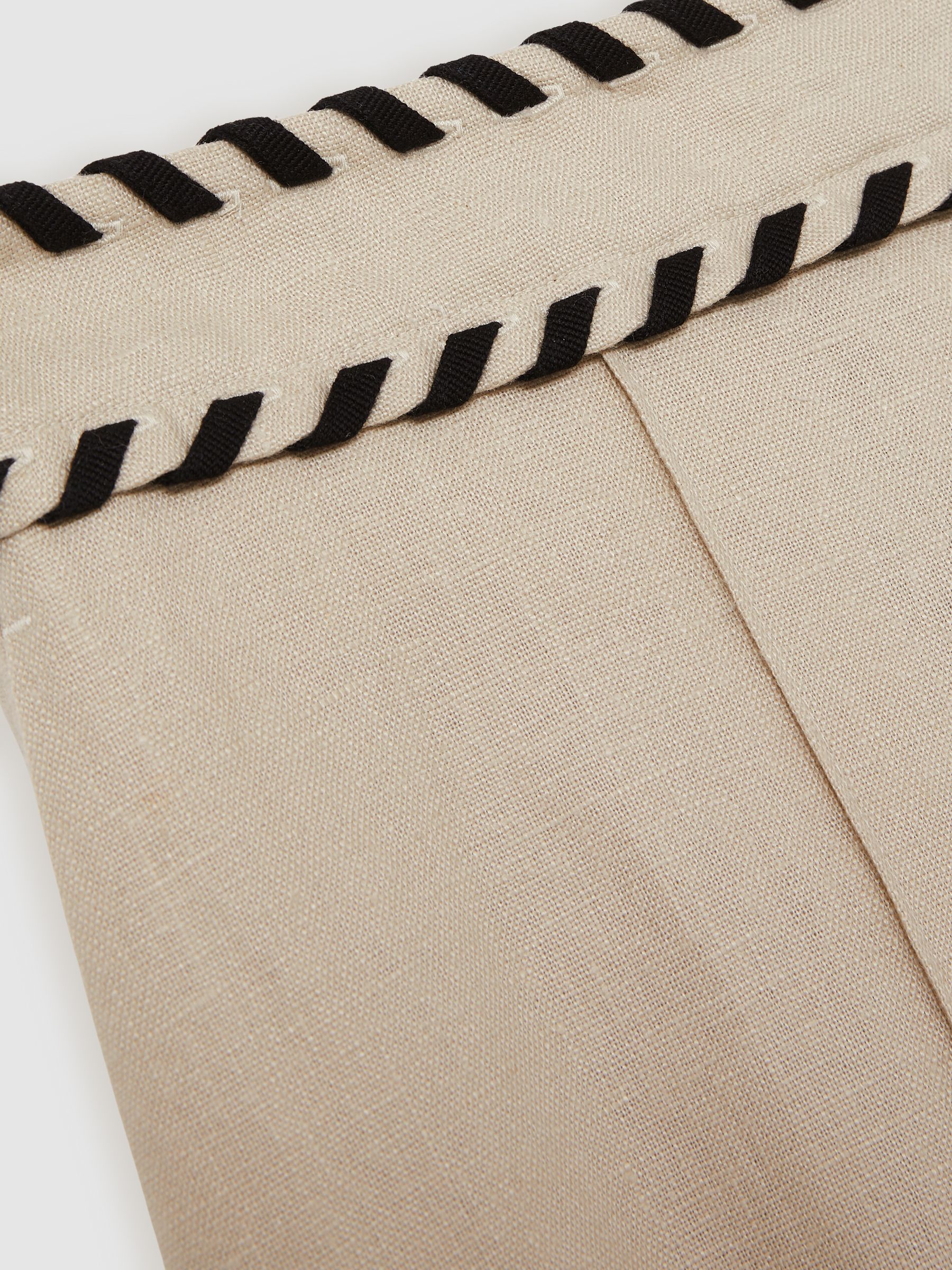 Linen Wide-Leg Whipstitch Trousers in Neutral - Image 5 of 5