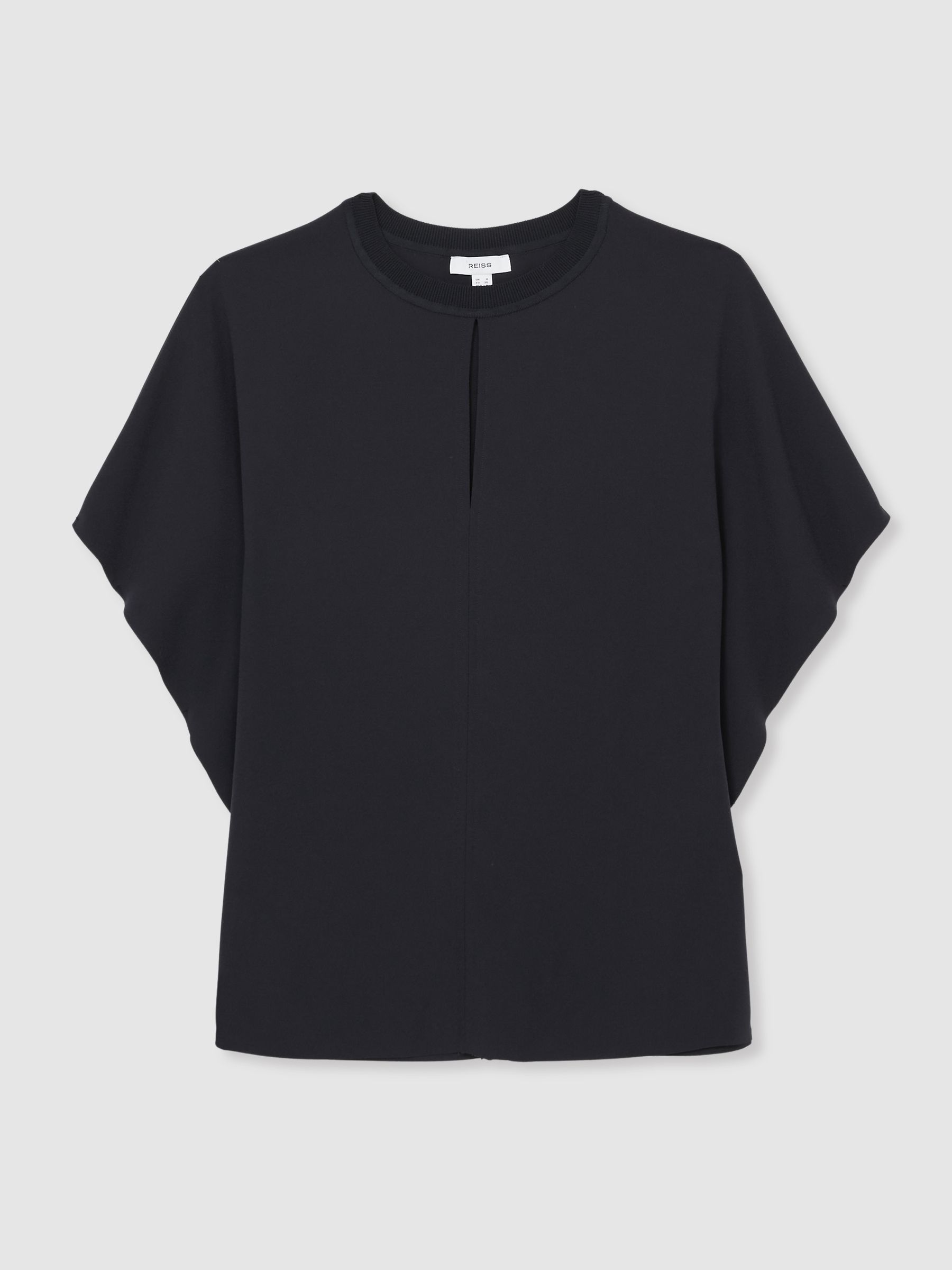 Draped Sleeve Top in Navy - Image 2 of 8