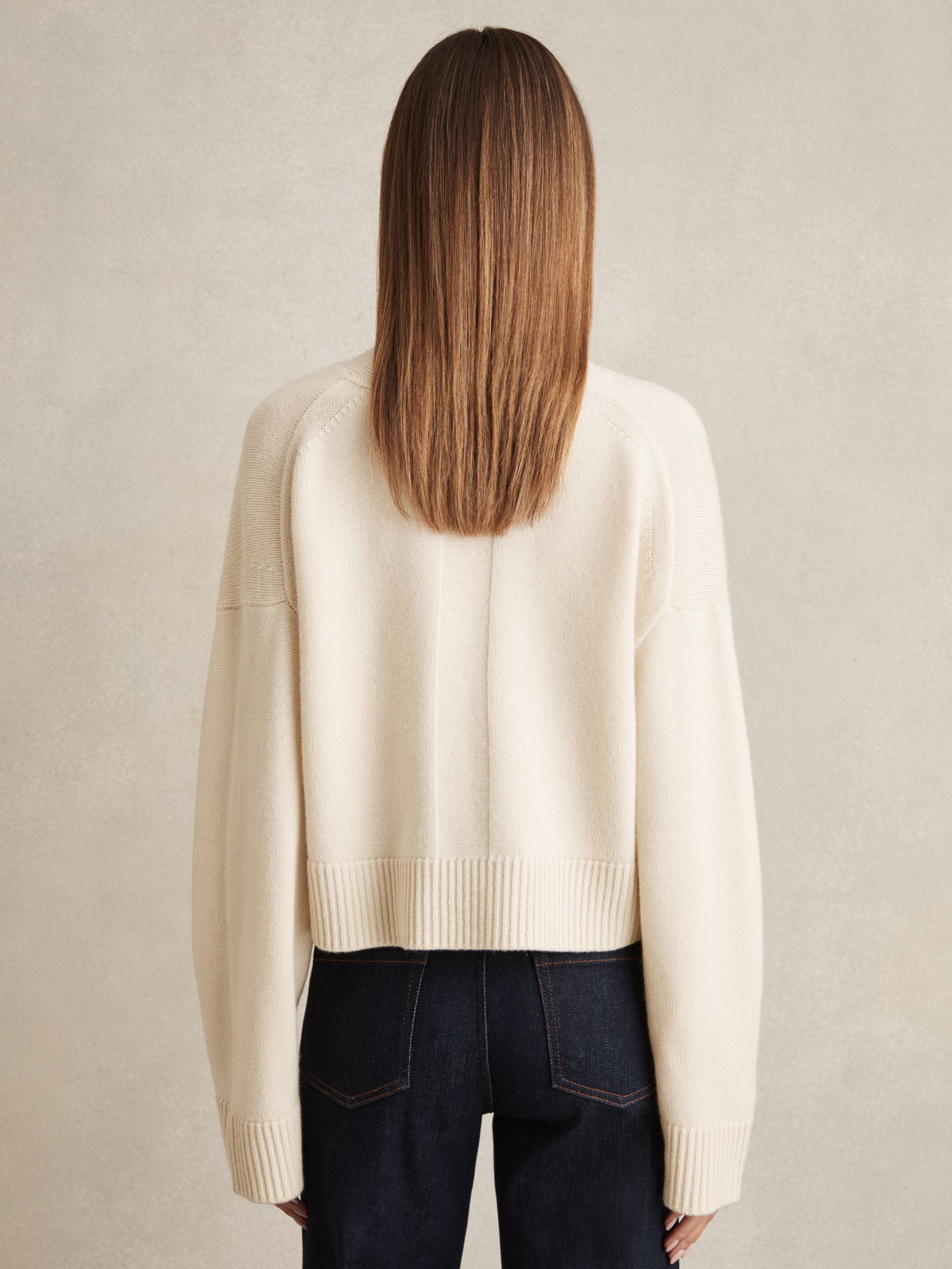 Wool-Cashmere Cropped Cardigan in Cream - Image 5 of 6