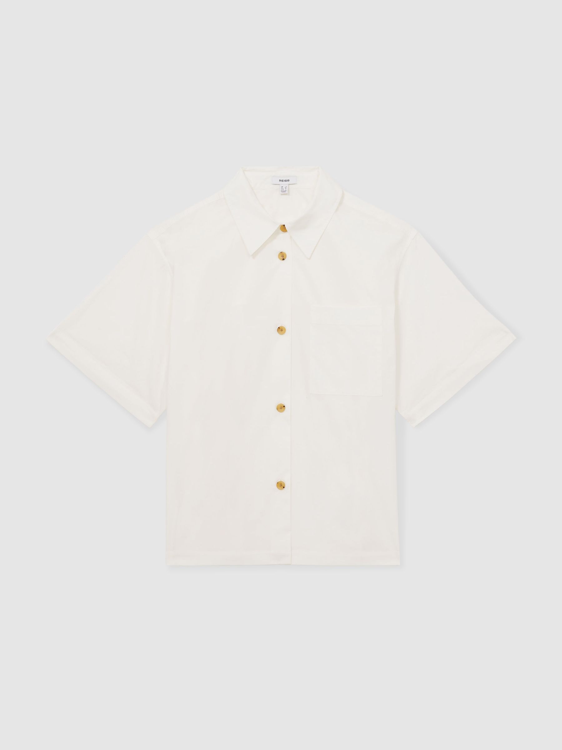 Cotton Short-Sleeve Shirt in White - Image 2 of 7
