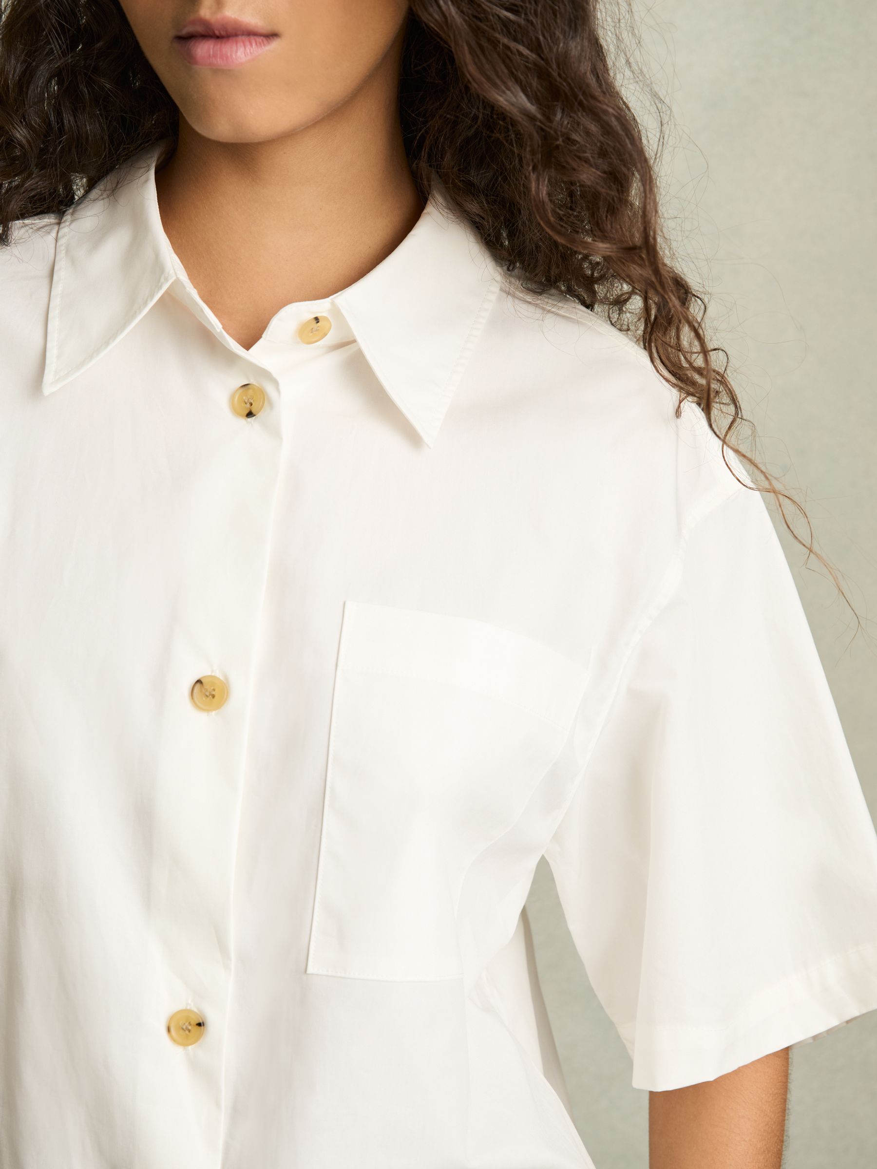 Cotton Short-Sleeve Shirt in White - image 4