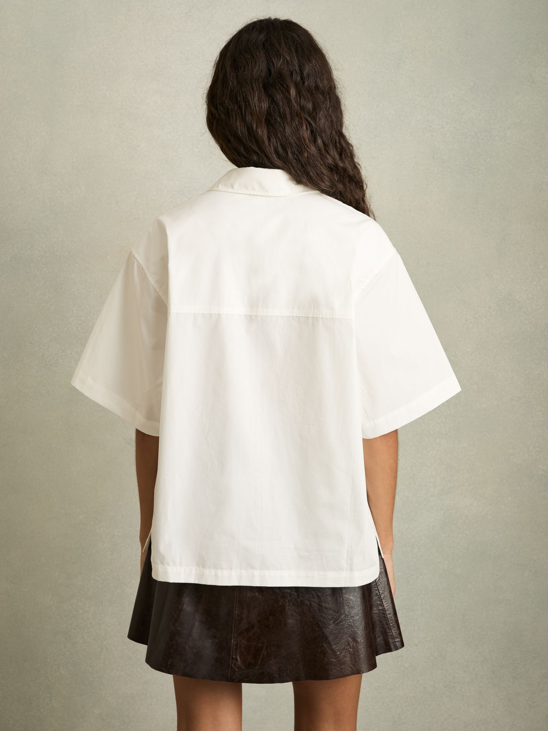 Cotton Short-Sleeve Shirt in White - image 5