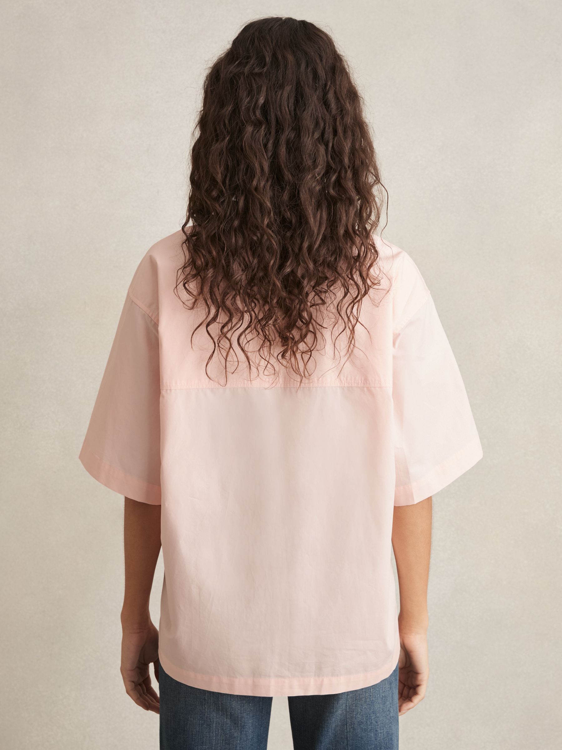 Cotton Short-Sleeve Shirt in Coral - image 4