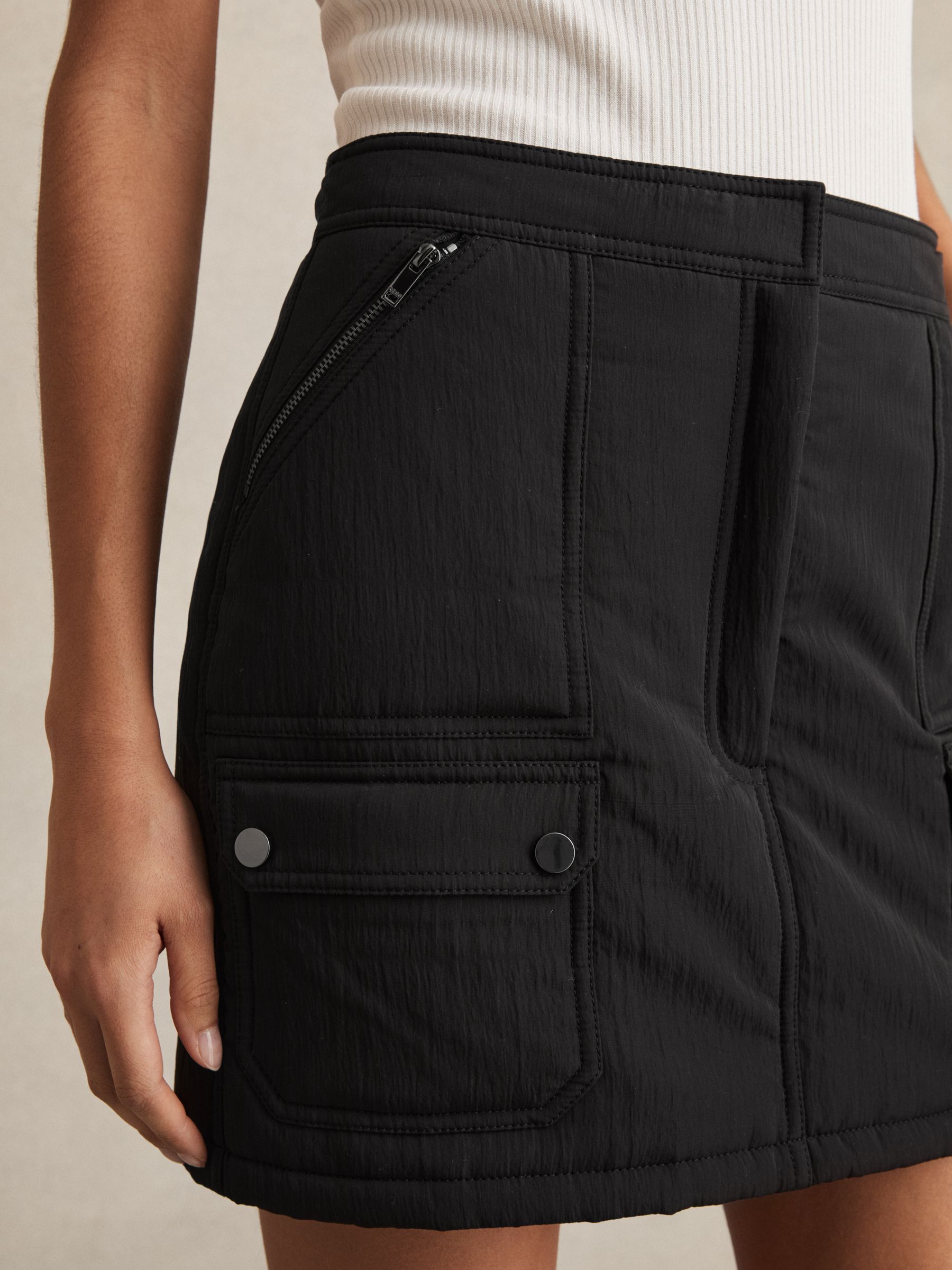 Quilted Mini Skirt in Black - Image 3 of 6