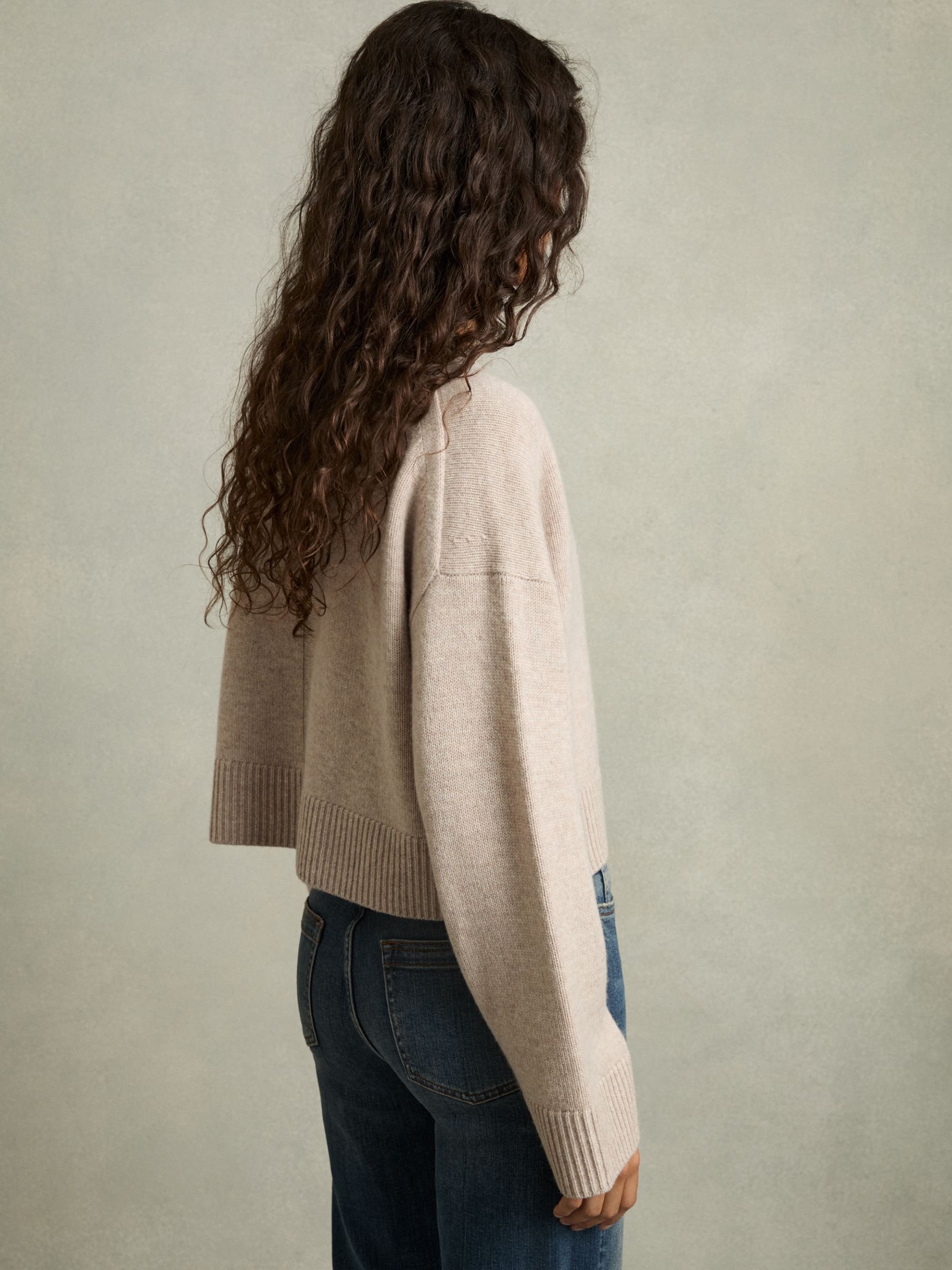 Wool-Cashmere Cropped Cardigan in Oatmeal - Image 5 of 6