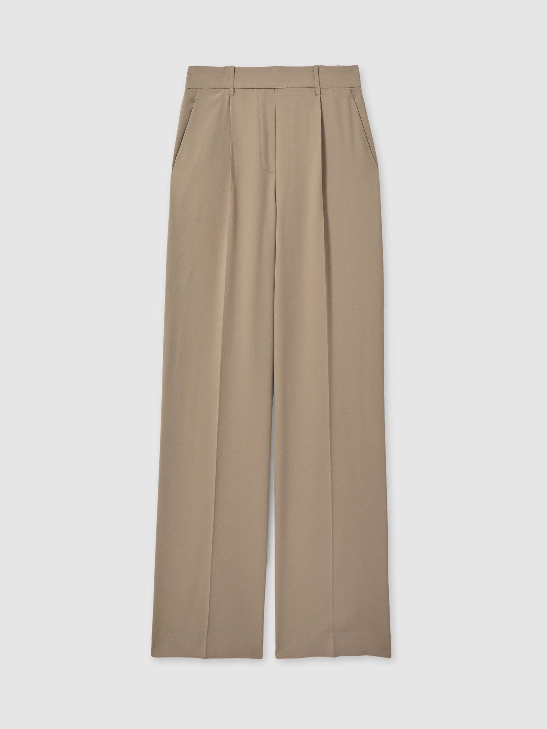 Elasticated-Waist Wide-Leg Twill Trousers in Mink Neutral - Image 2 of 5