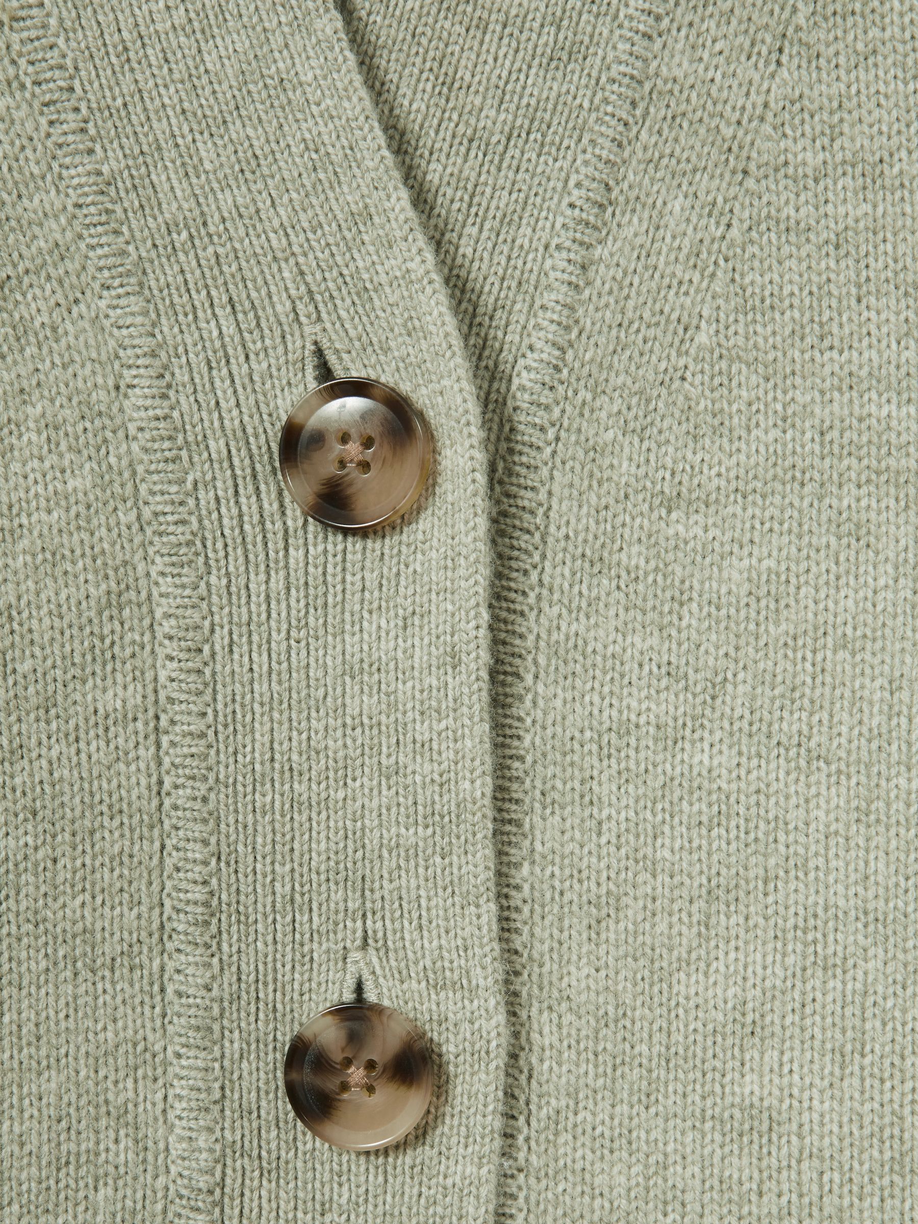 Reiss Wool-Cashmere Cropped Cardigan in Sage | REISS