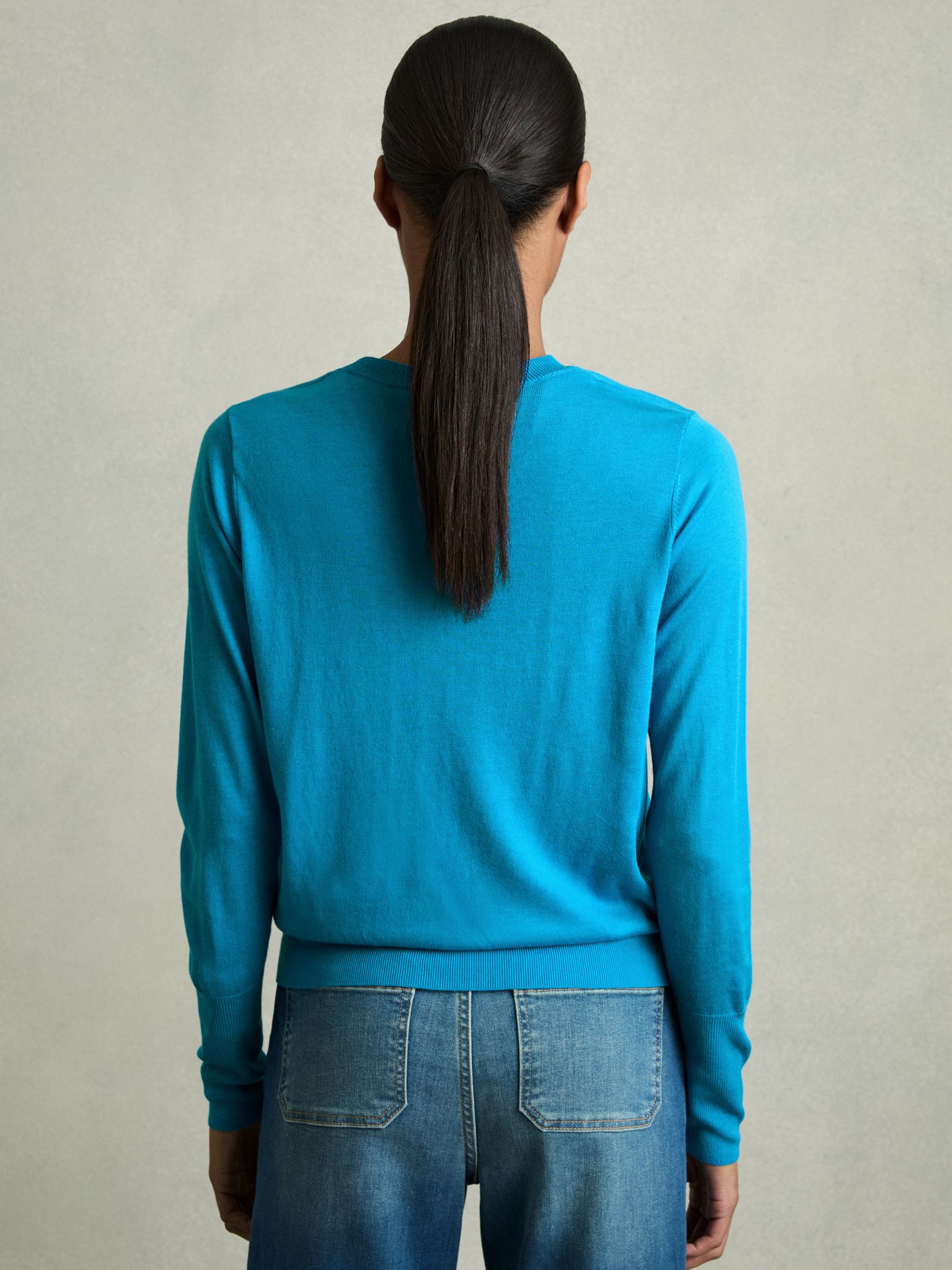 Fine-Knit Crew-Neck Jumper With Cashmere in Blue - Image 5 of 6