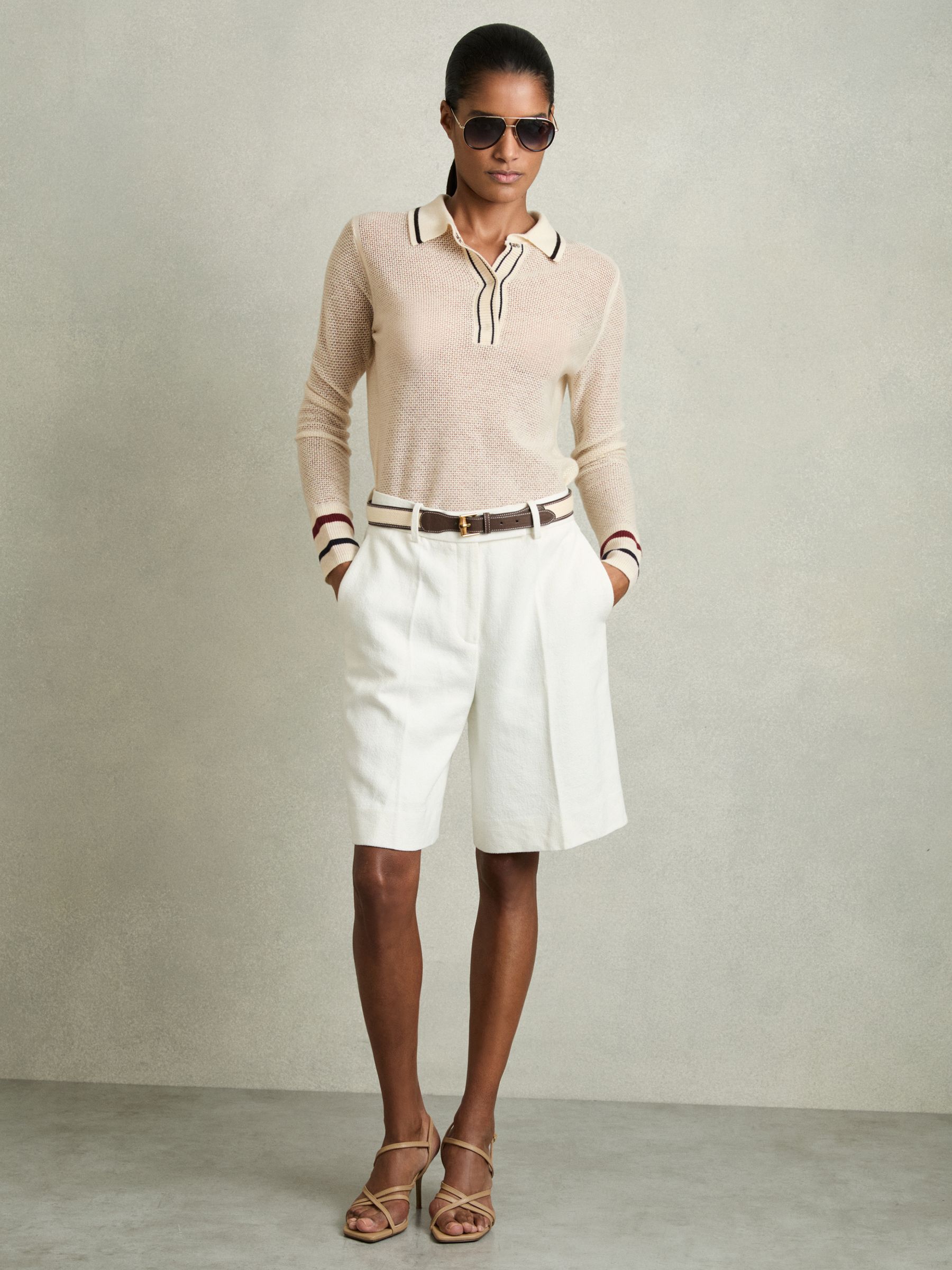 Wool-Cashmere Tipped Polo Jumper in Neutral - Image 3 of 7