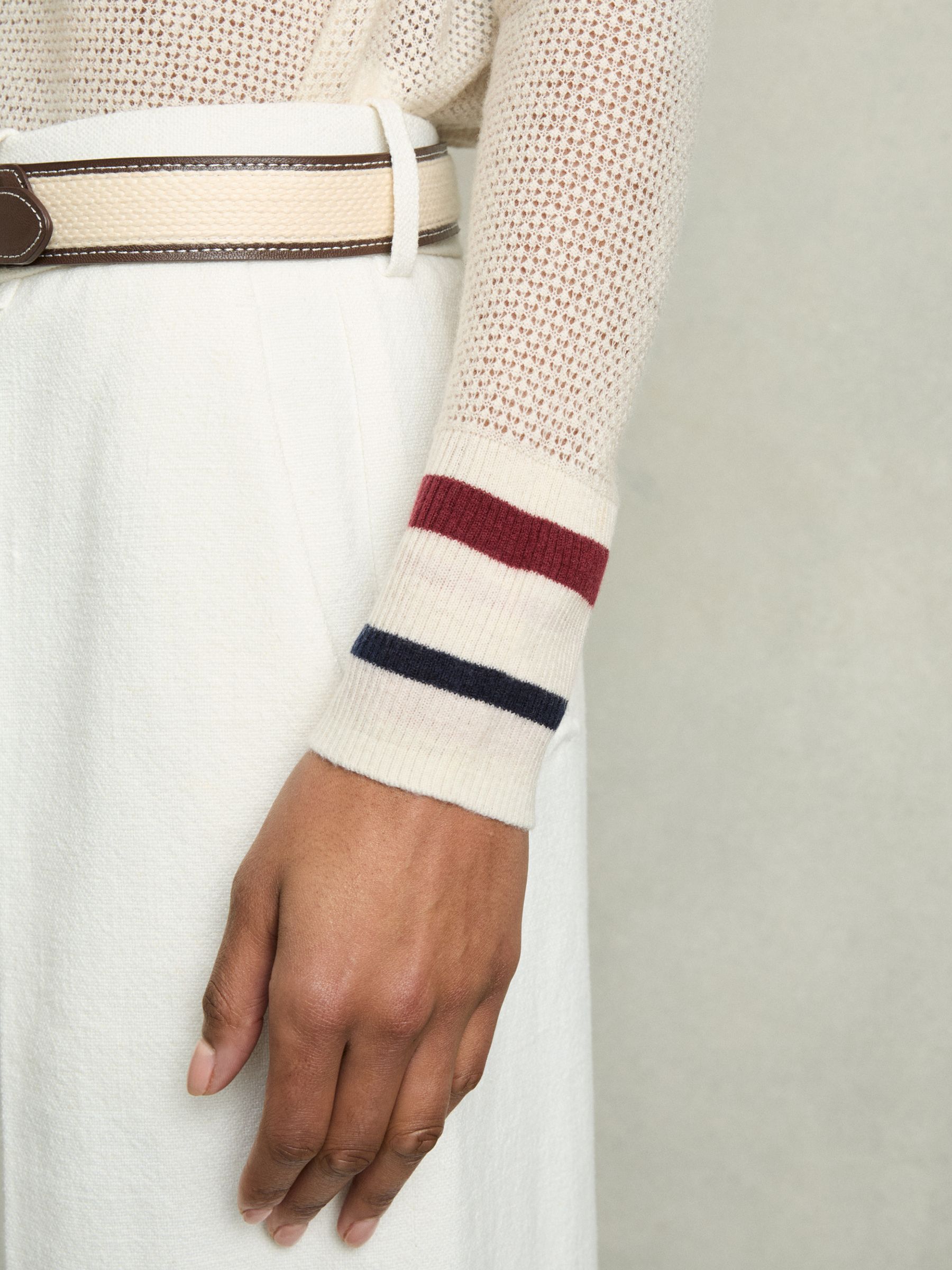 Wool-Cashmere Tipped Polo Jumper in Neutral - Image 5 of 7