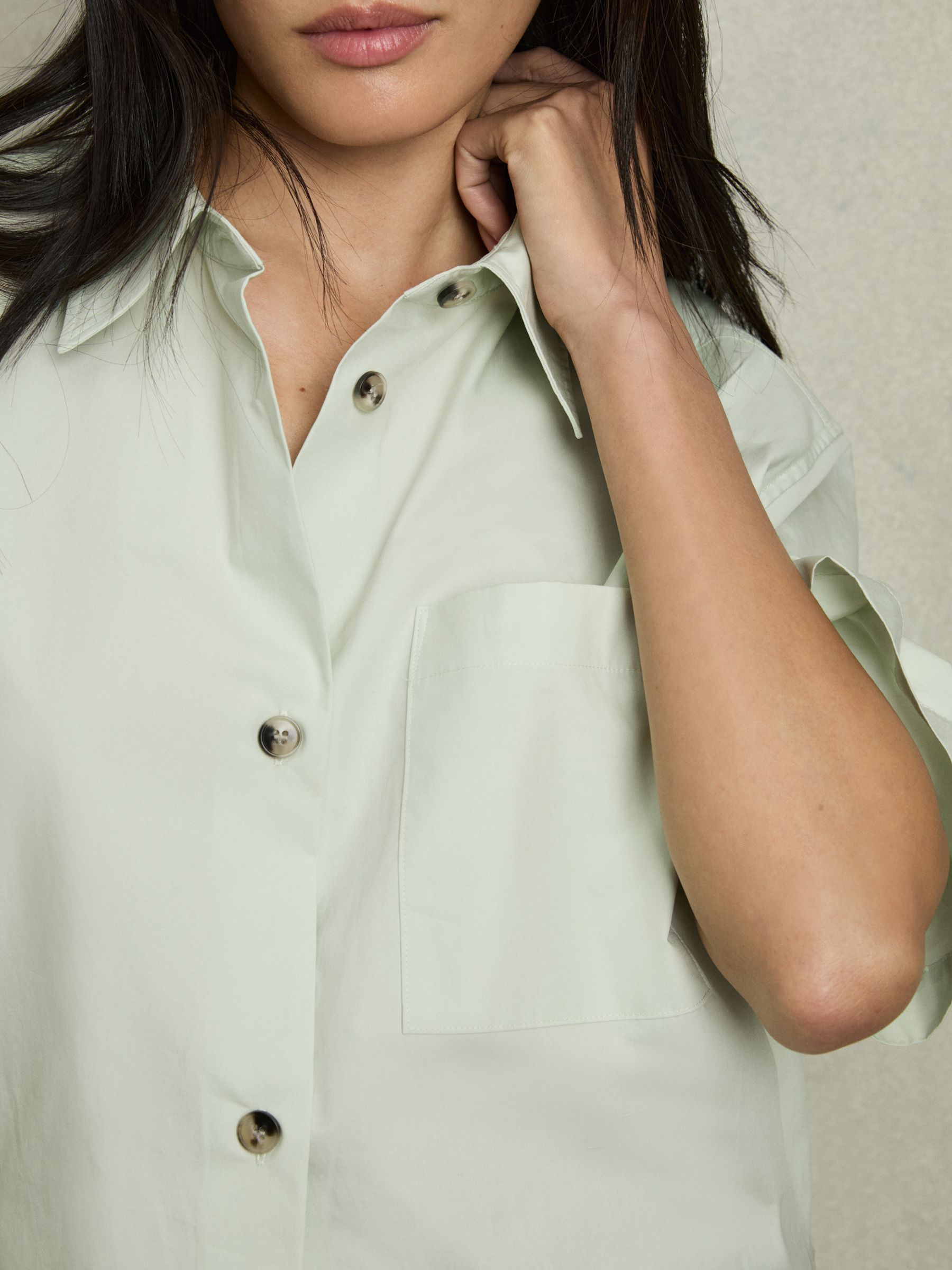 Cotton Short-Sleeve Shirt in Green - Image 3 of 5