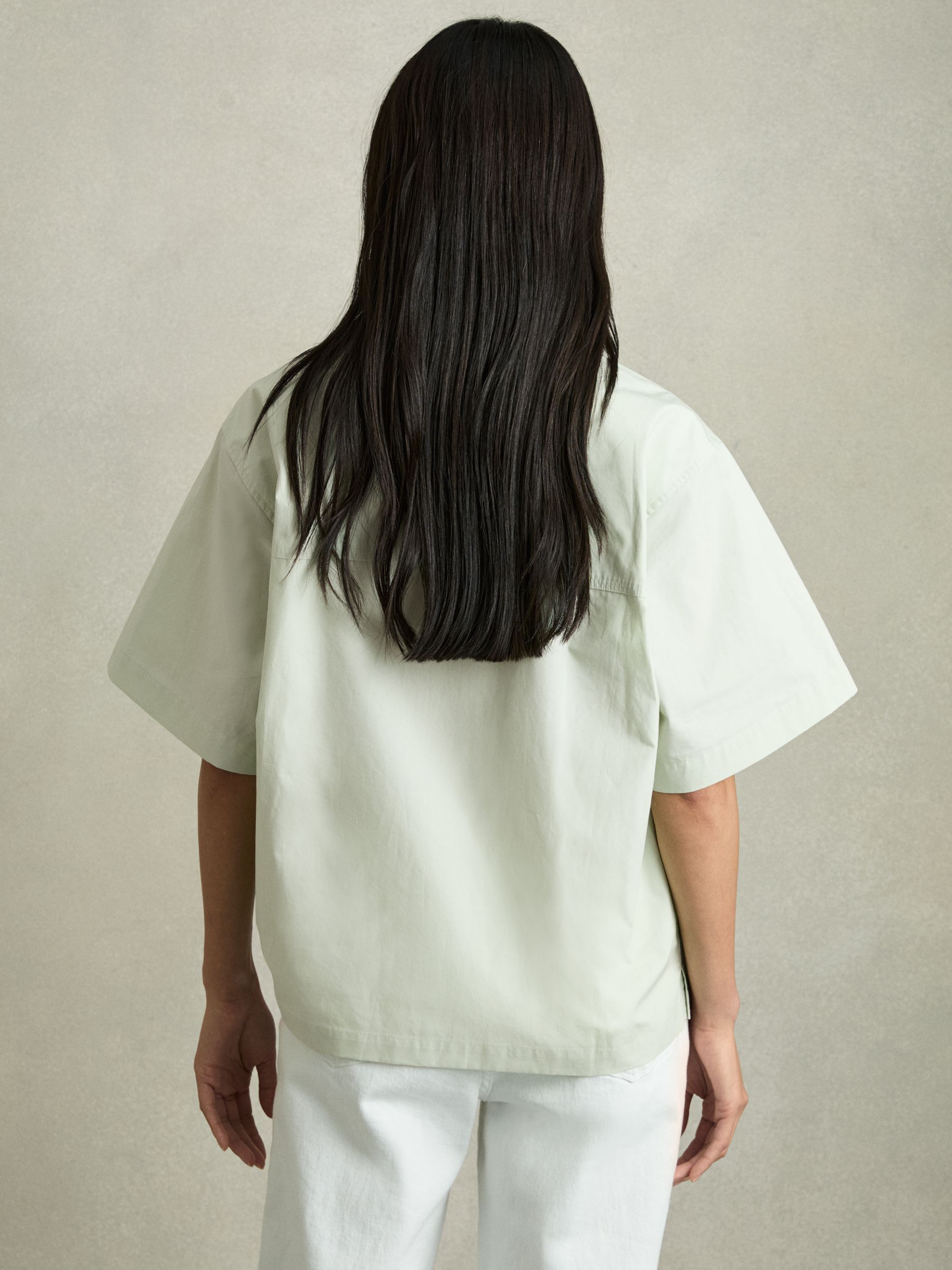 Cotton Short-Sleeve Shirt in Green - Image 4 of 5