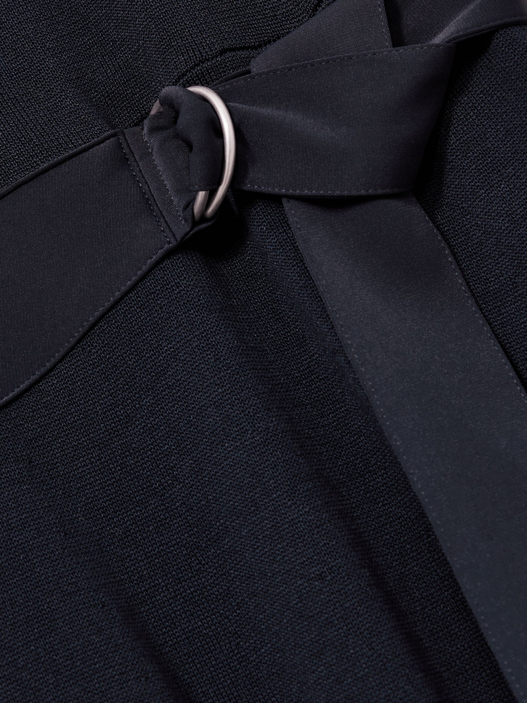 Compact-Knit Belted Midi Dress in Navy - Image 7 of 7