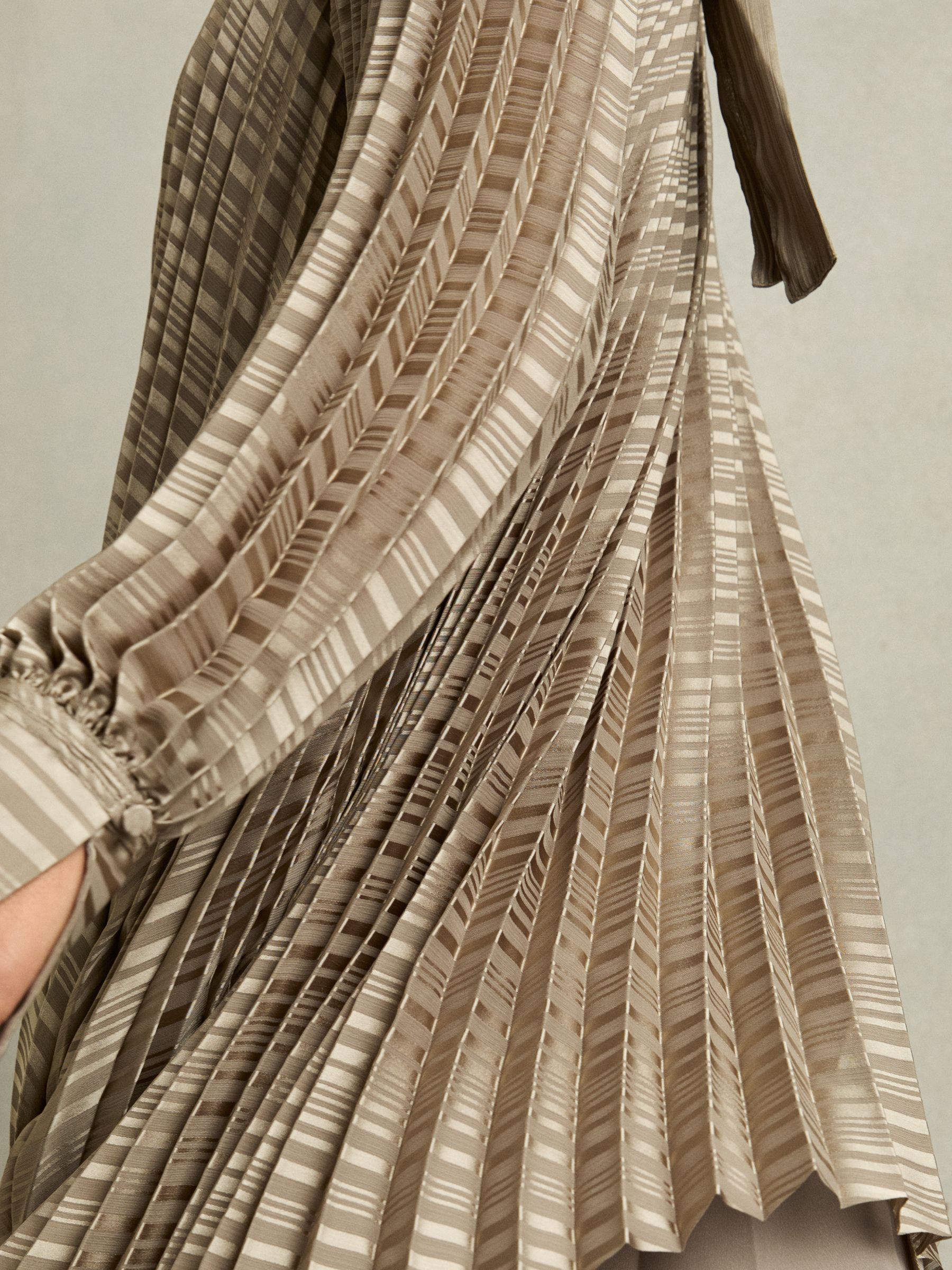 Pleated Belted Mini Dress in Sage - Image 4 of 7