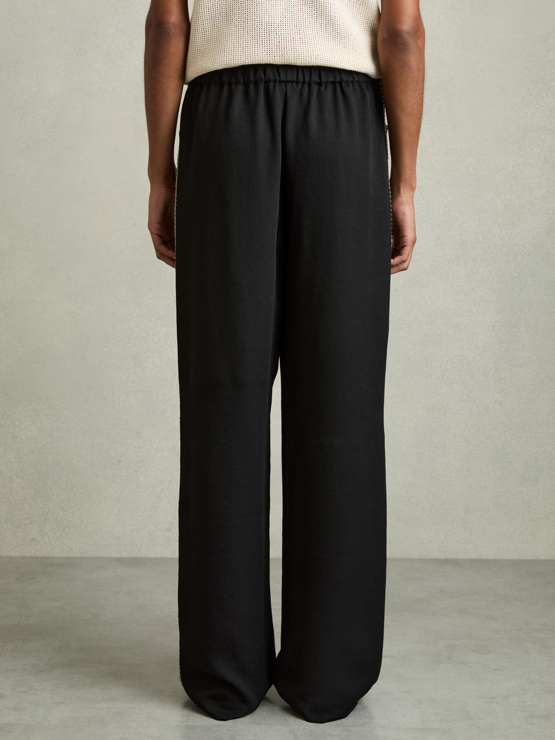 Wide-Leg Embroidered Trousers in Black - Image 5 of 6