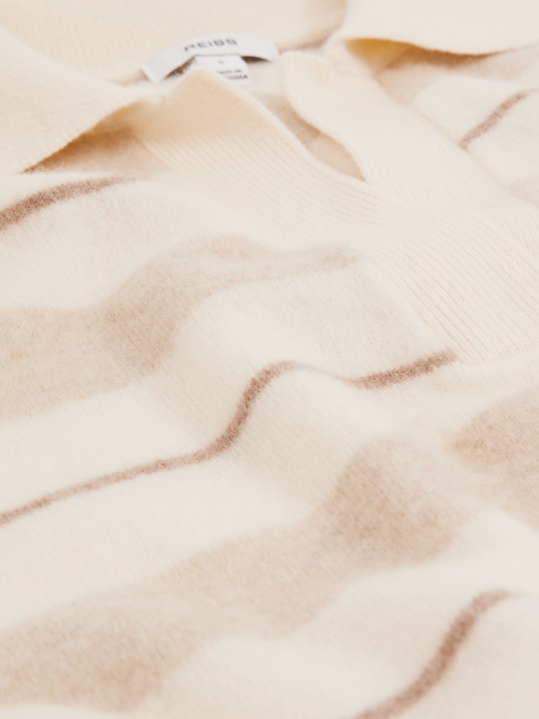 Wool-Cashmere Stripe Open-Collar Jumper in Neutral - Image 6 of 6