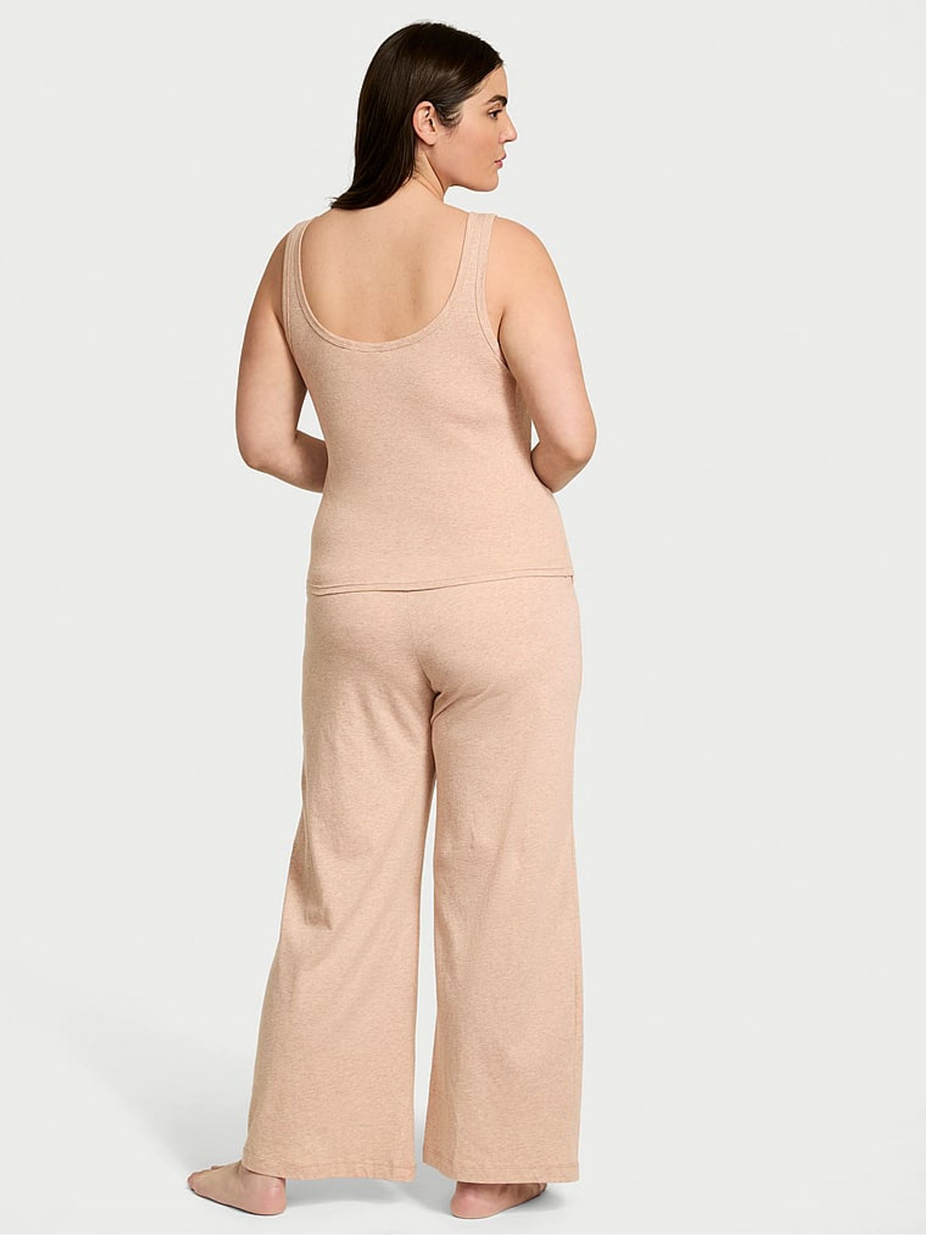 Heather Blush Pink Cotton Tank Long Pyjama Set - Image 2 of 2