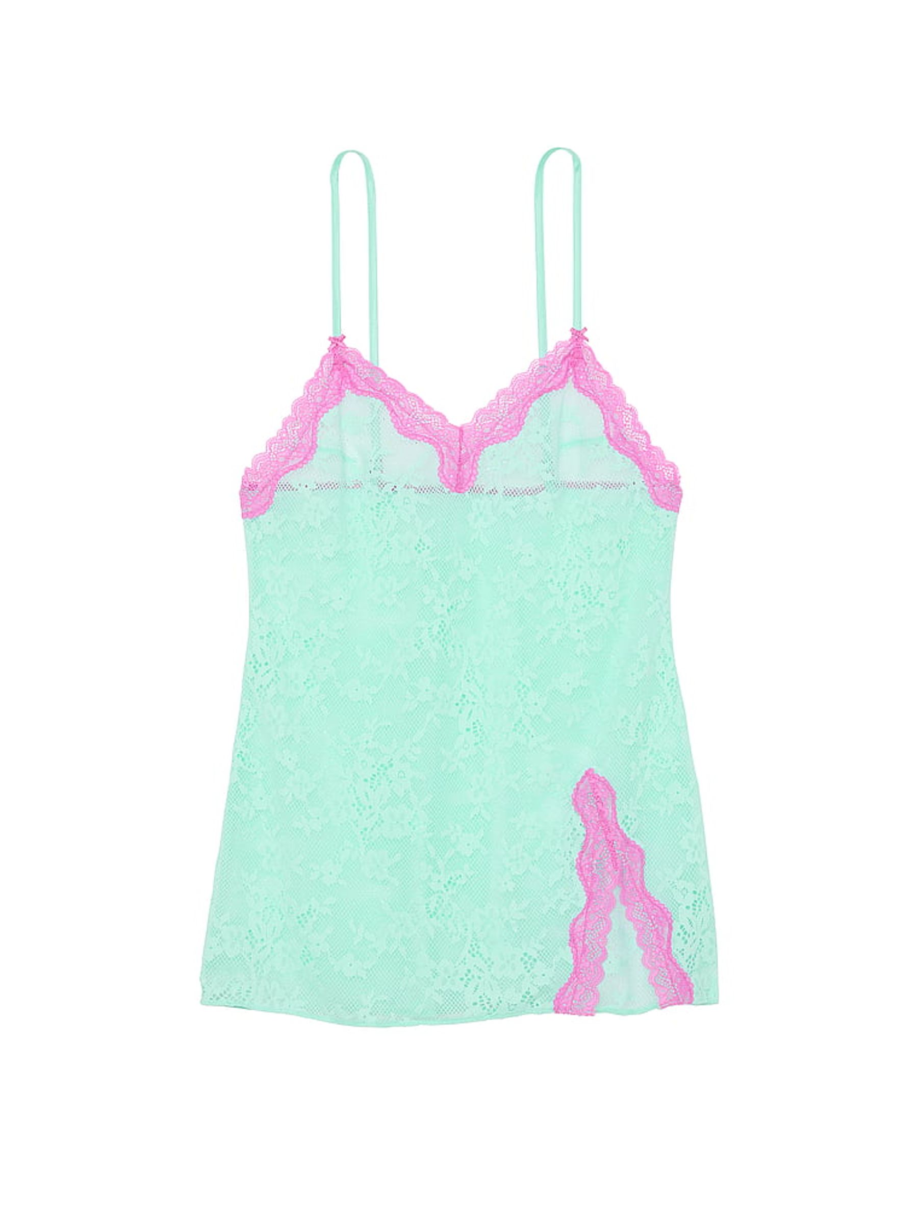 Waterfall Green Tease Lace Mini Slip Dress - Image 3 of 3