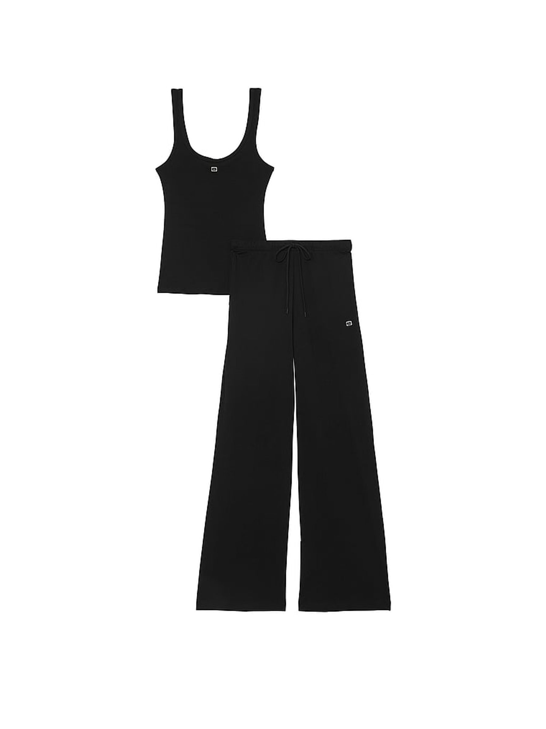 Black Cotton Tank Long Pyjama Set - Image 3 of 3