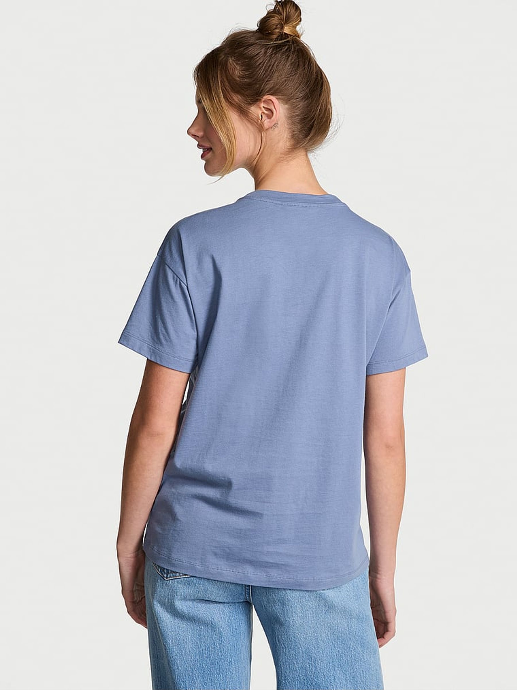 Dusty Iris Blue Cotton Pyjama T-Shirt - Image 2 of 2