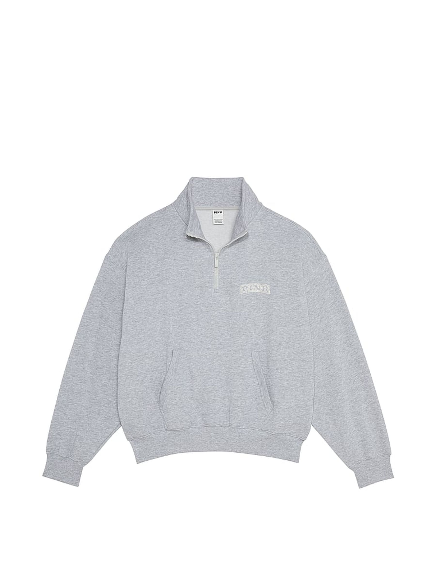 Grey Heather Half Zip Sweatshirt - Image 3 of 3