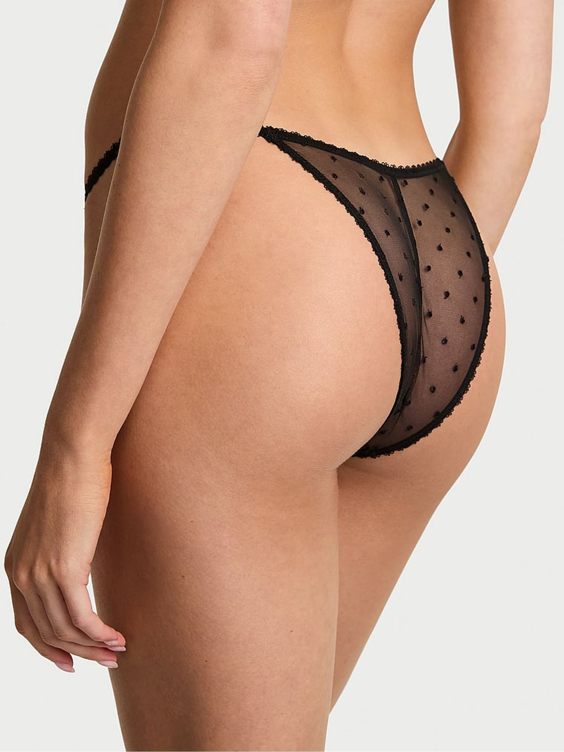 Black Brazilian Sheer Rose Knickers - Image 2 of 4