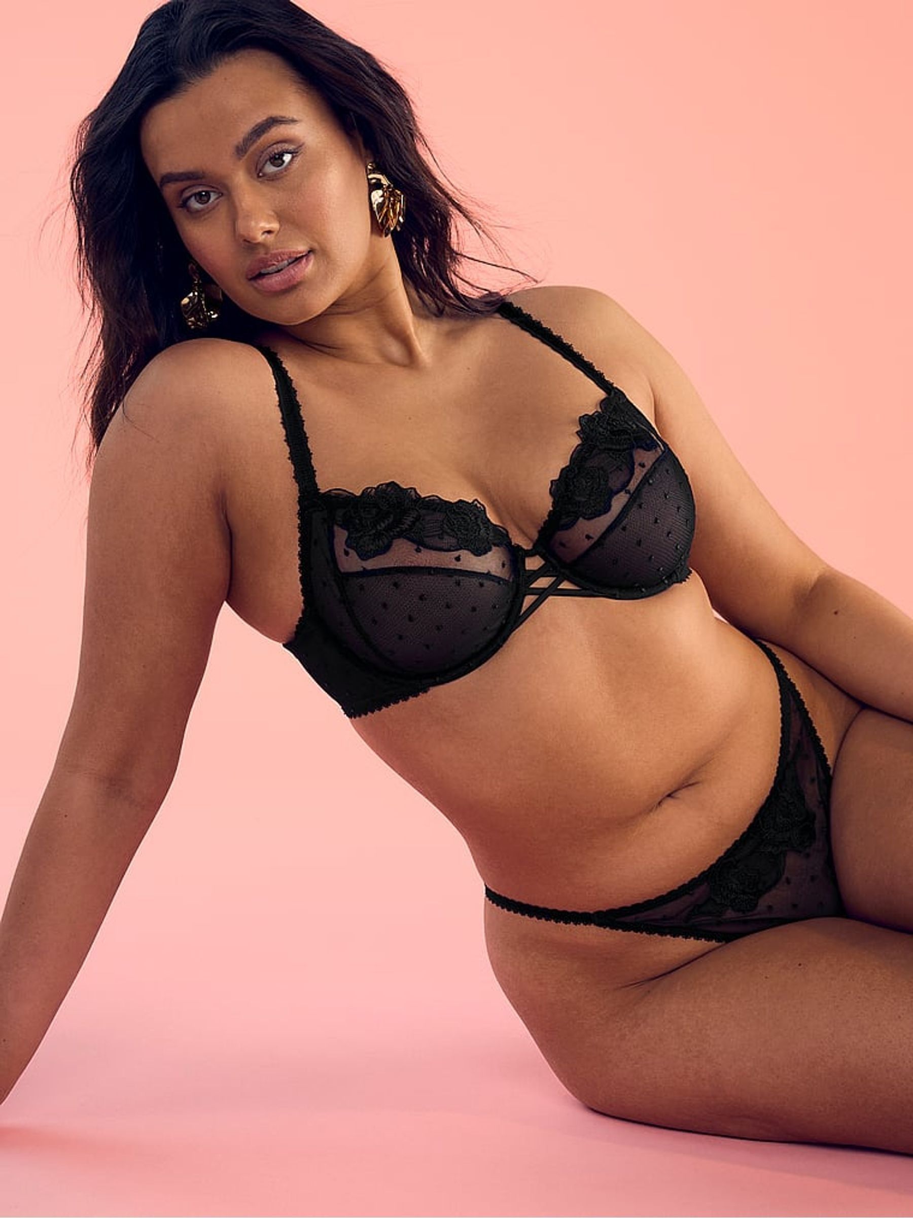 Black Brazilian Sheer Rose Knickers - Image 3 of 4