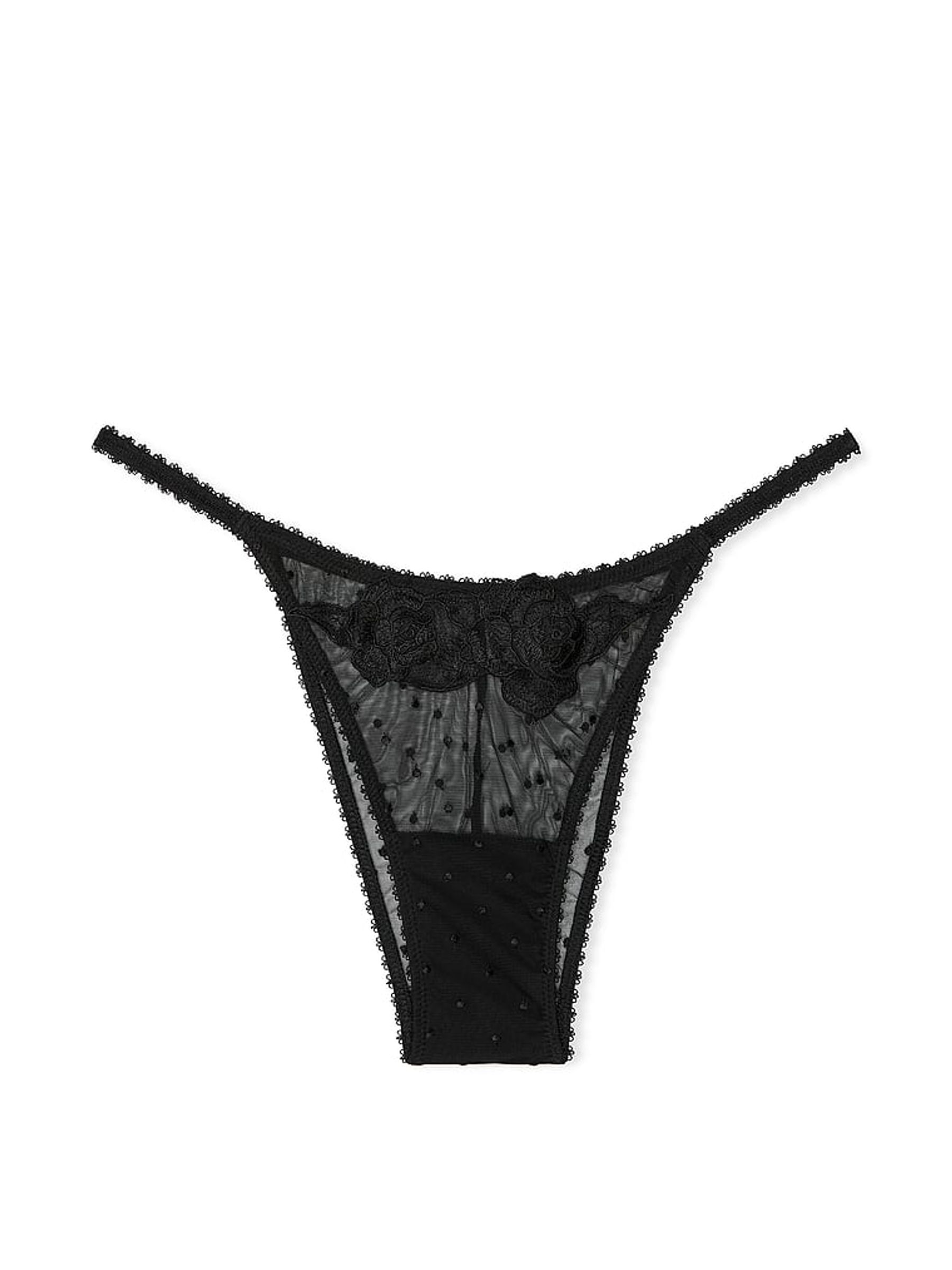 Black Brazilian Sheer Rose Knickers - Image 4 of 4