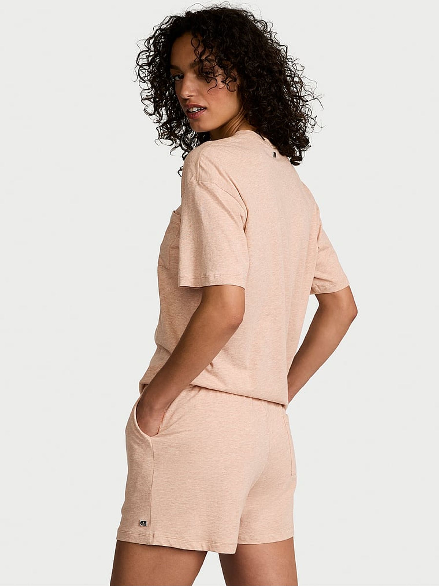 Heather Pretty Blush Pink Short Cotton Pyjama Set - Image 2 of 2