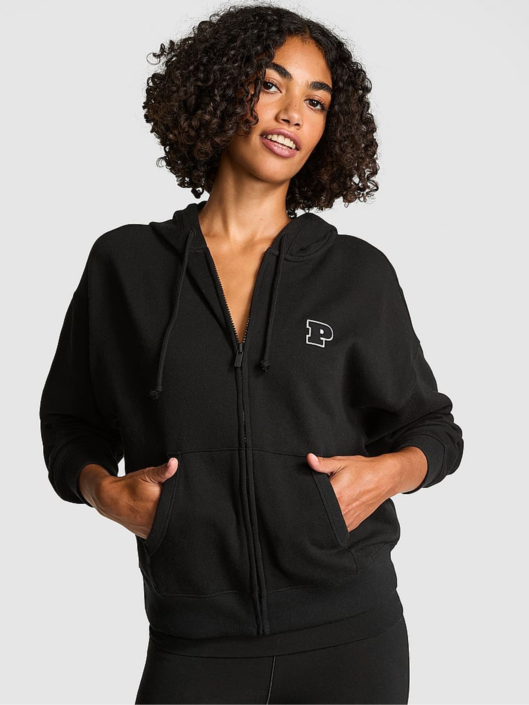 Black and White Zip Up Hoodie - Image 1 of 2
