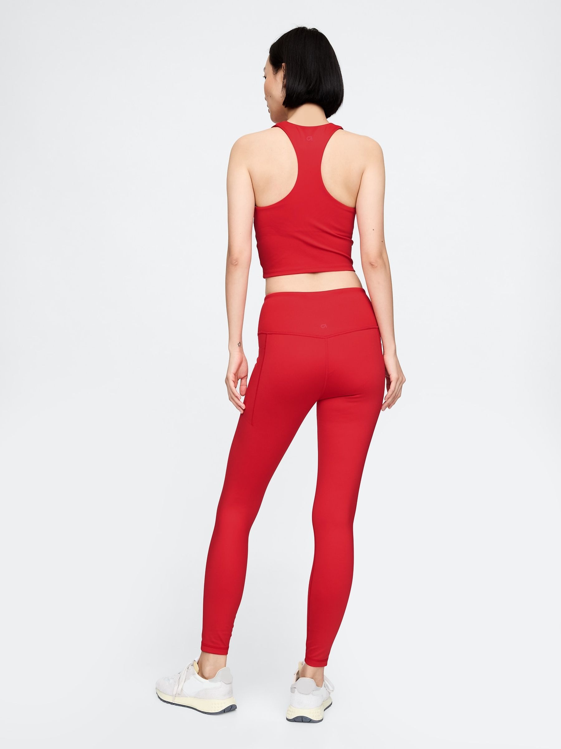 Red Built-in-Bra Racerback Crop Top - Image 2 of 5