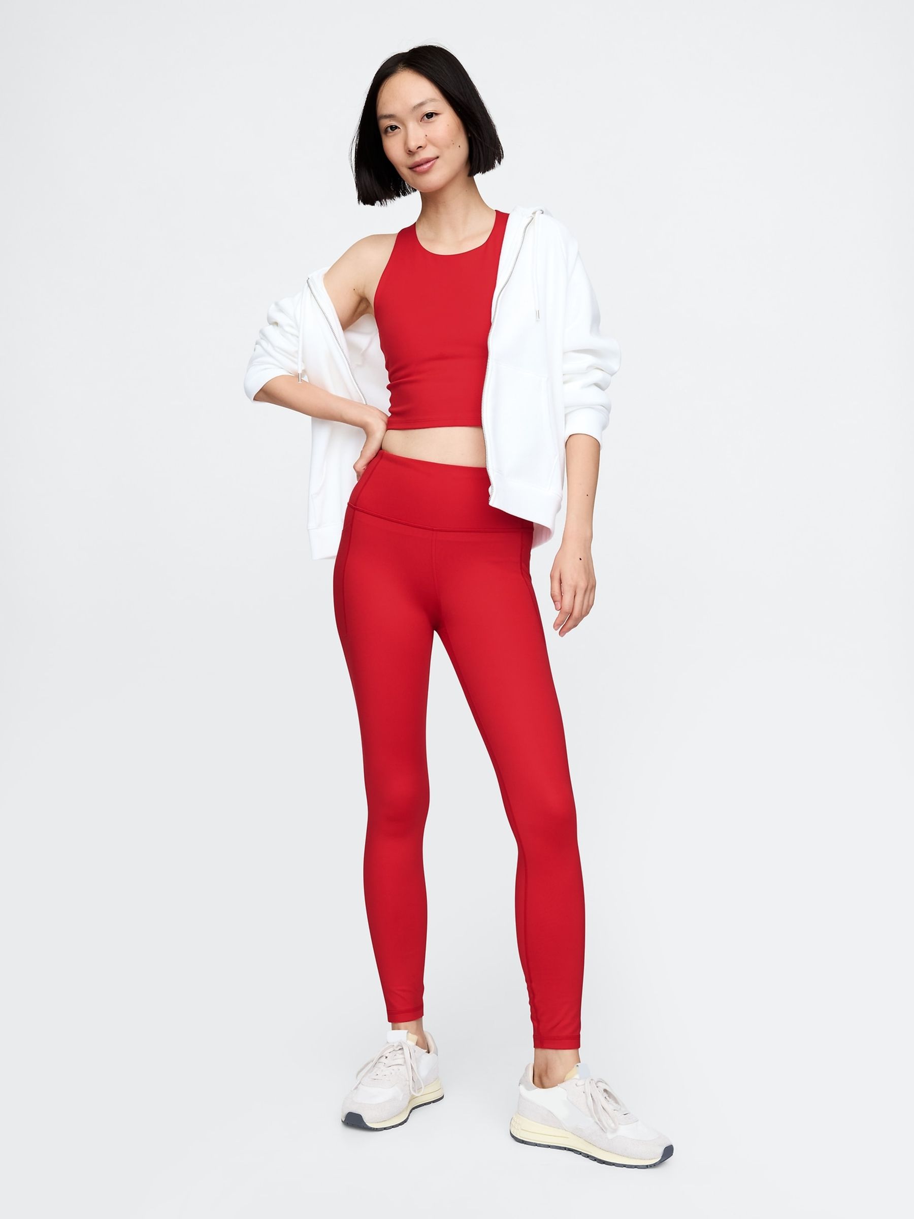 Red Built-in-Bra Racerback Crop Top - Image 3 of 5