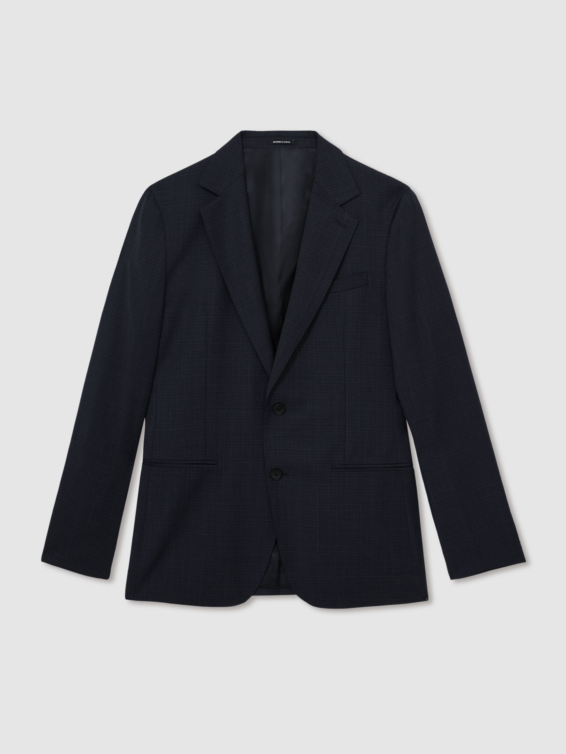 Slim-Fit Single-Breasted Textured Wool-Blend Suit Blazer in Navy - Image 2 of 9