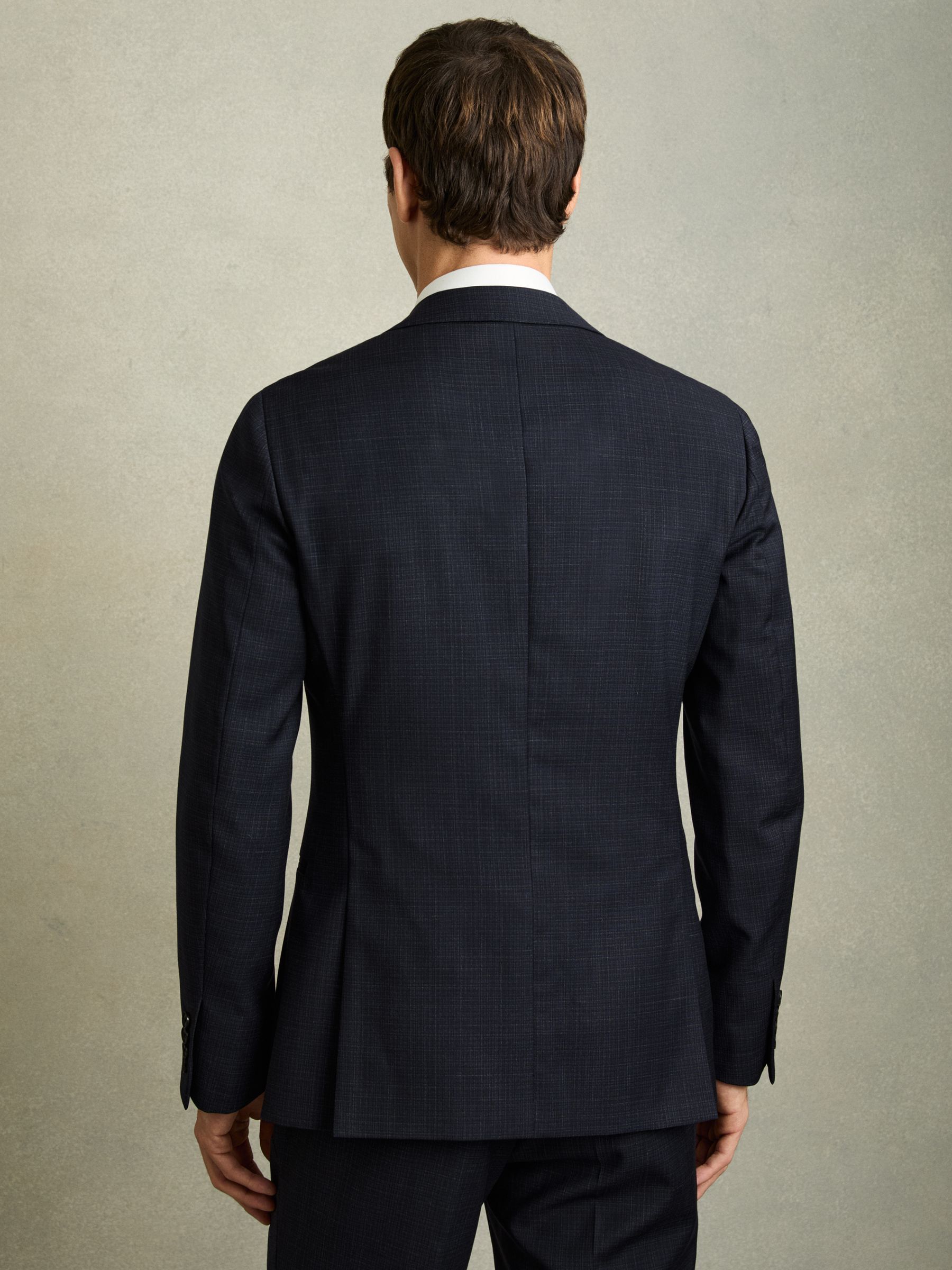 Slim-Fit Single-Breasted Textured Wool-Blend Suit Blazer in Navy - Image 5 of 9