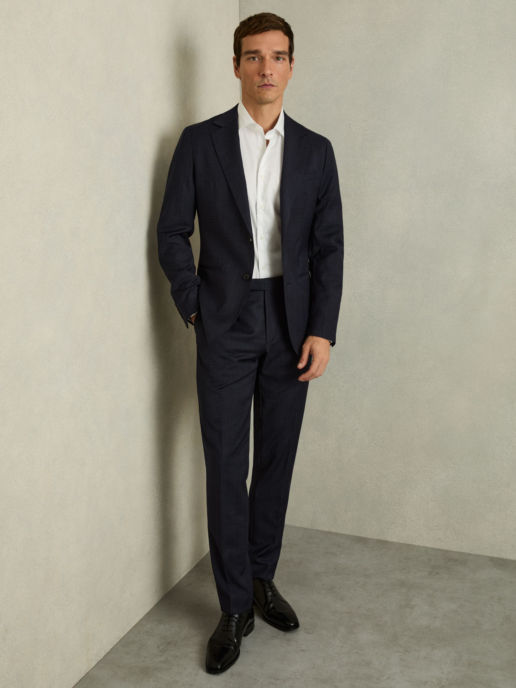 Slim-Fit Single-Breasted Textured Wool-Blend Suit Blazer in Navy - Image 7 of 9