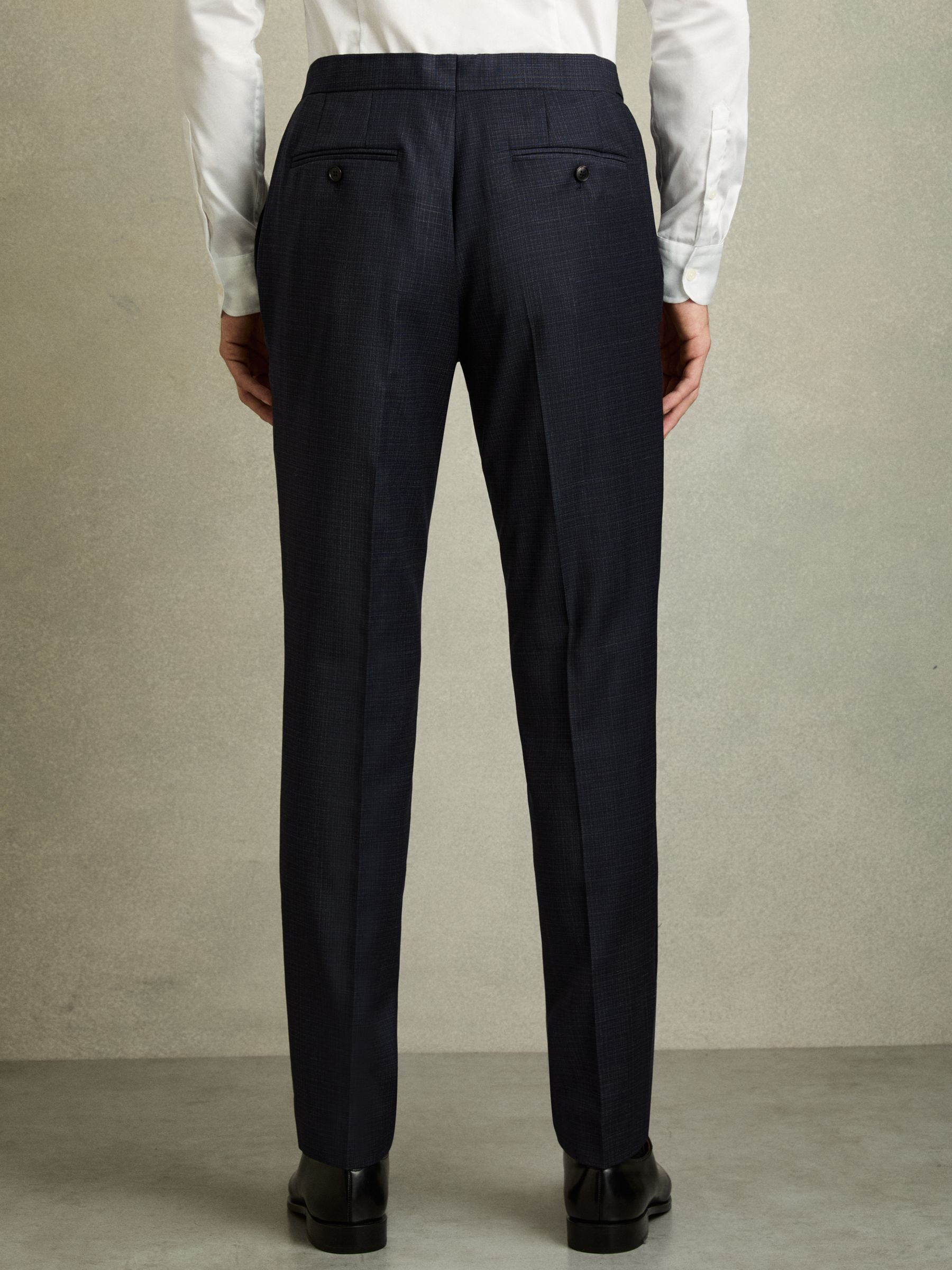 Slim-Fit Wool-Blend Textured Tailored Trousers in Navy - Image 6 of 7