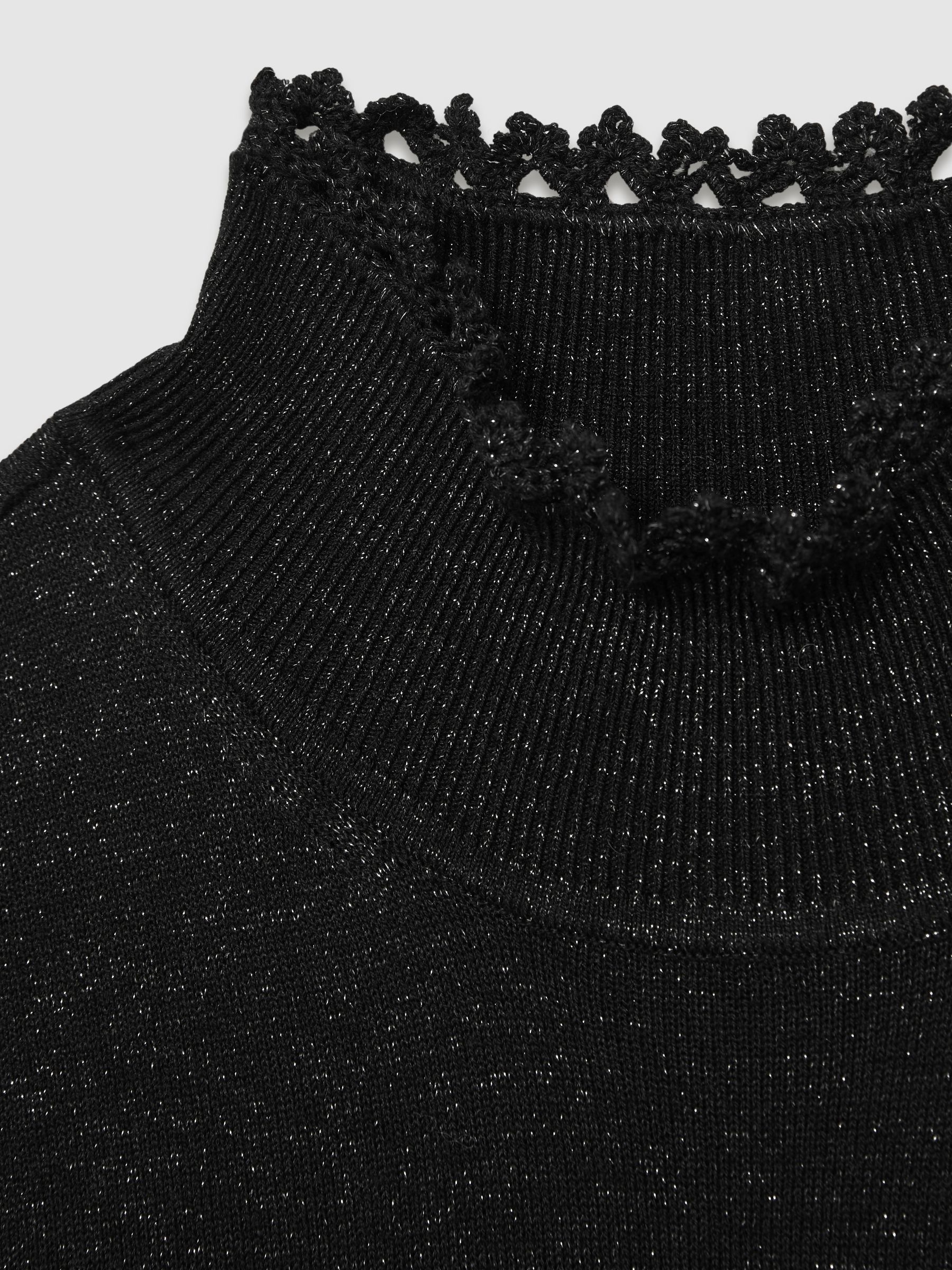Paige Metallic Thread Pointelle Stitch Top in Black - Image 6 of 6