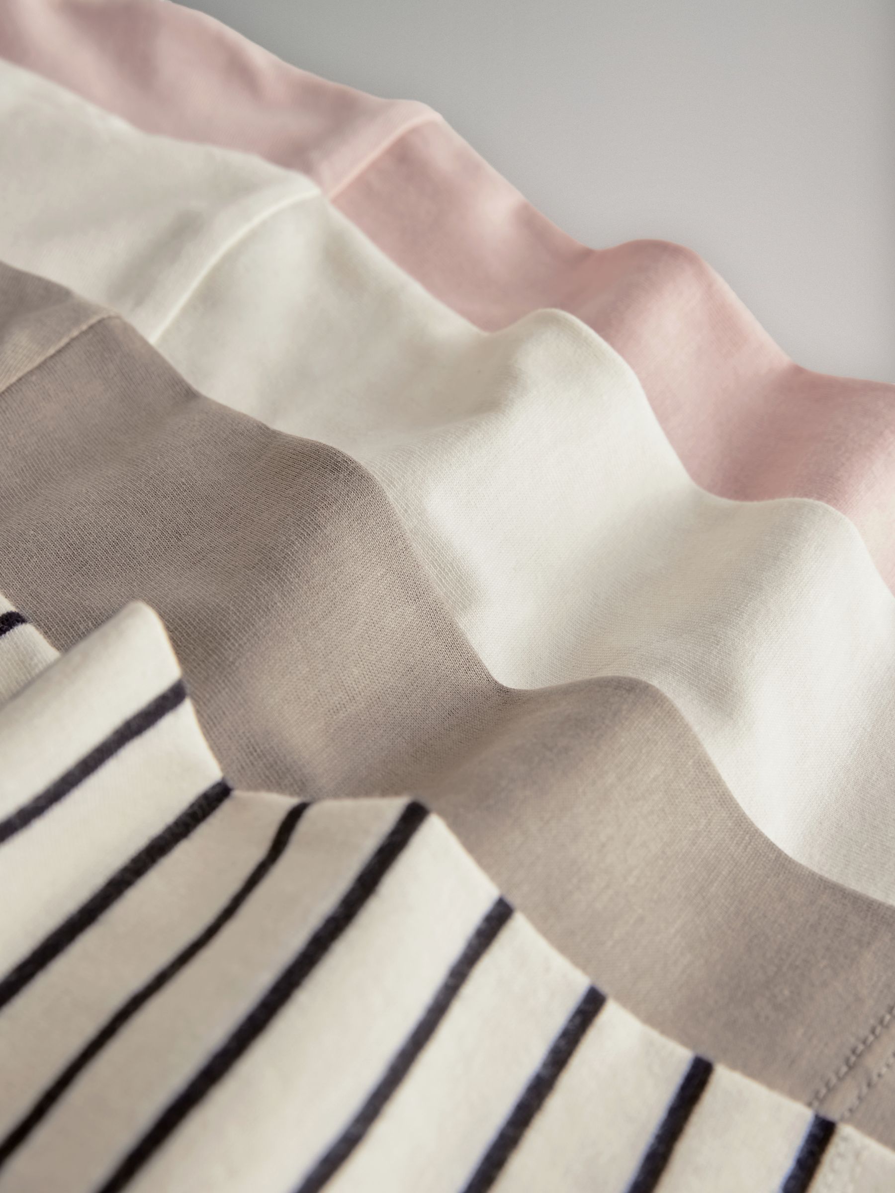 Rose Pink/Neutral Stripe/Cream/Taupe Brown - 4 Pack 100% Cotton Short Sleeved Relaxed T-Shirts - Image 7 of 7