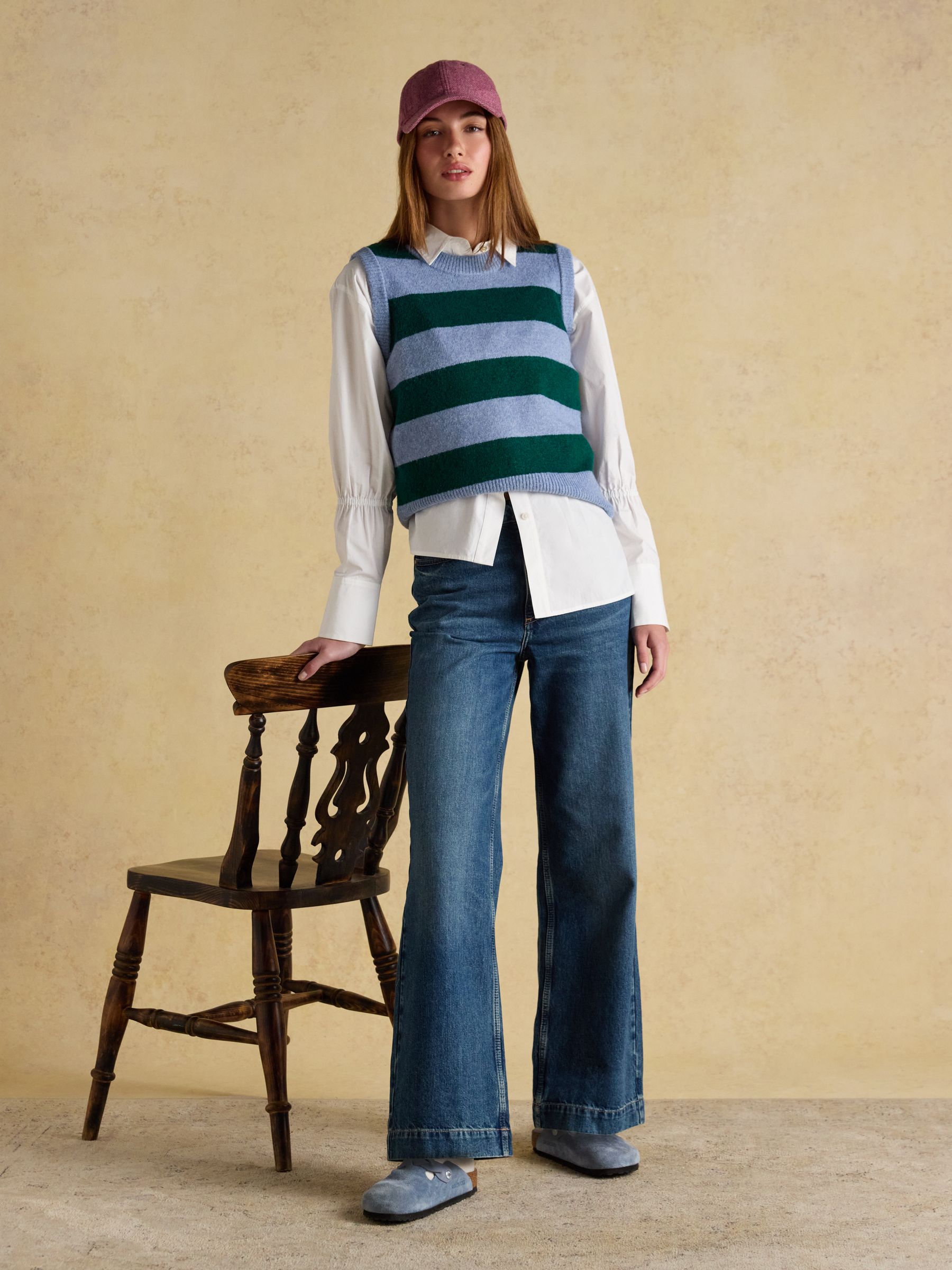 Holly Green & Blue Stripe Knitted Crew Neck Vest - Image 4 of 8