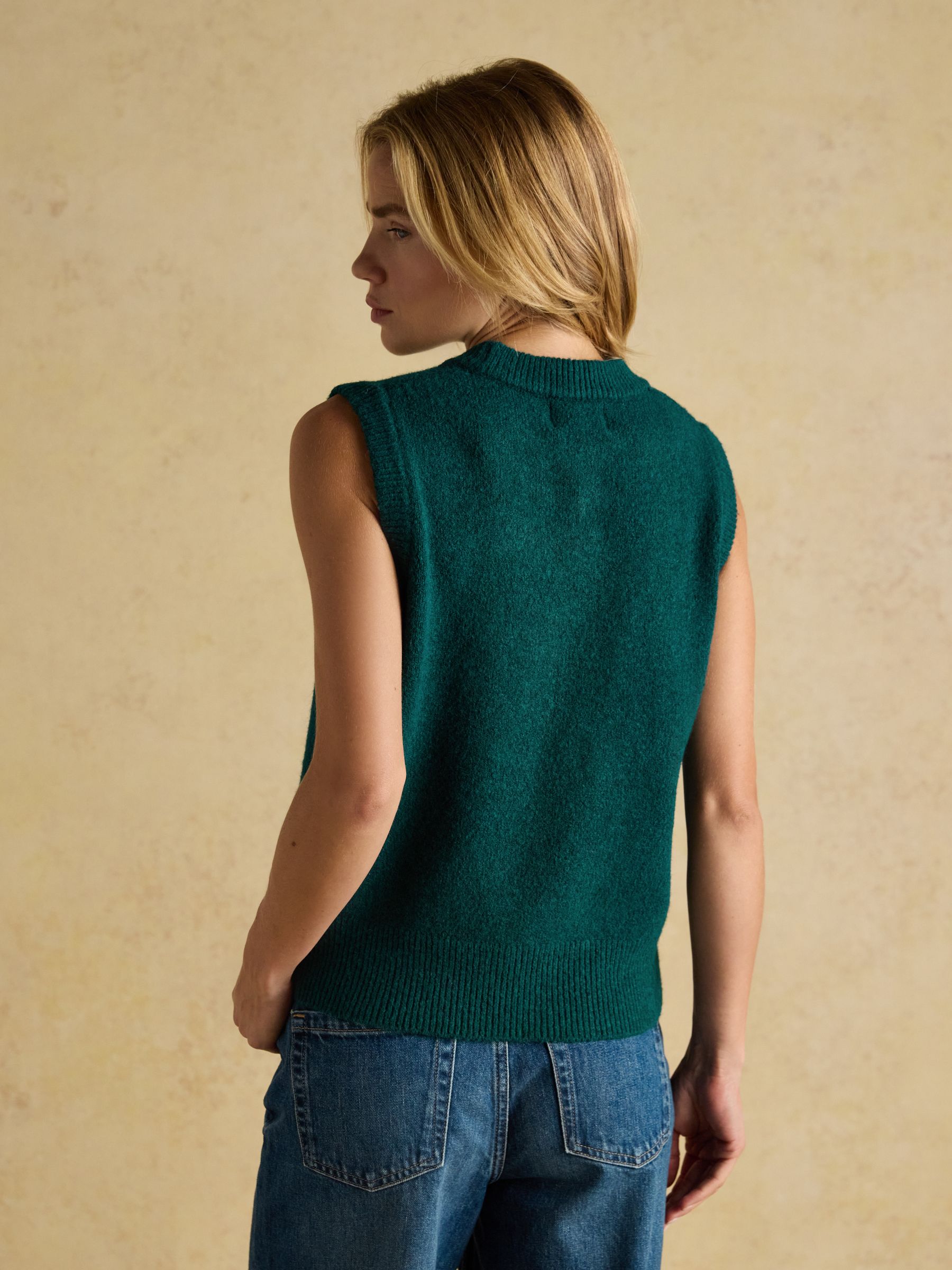 Holly Dark Green Knitted Crew Neck Vest - Image 4 of 9