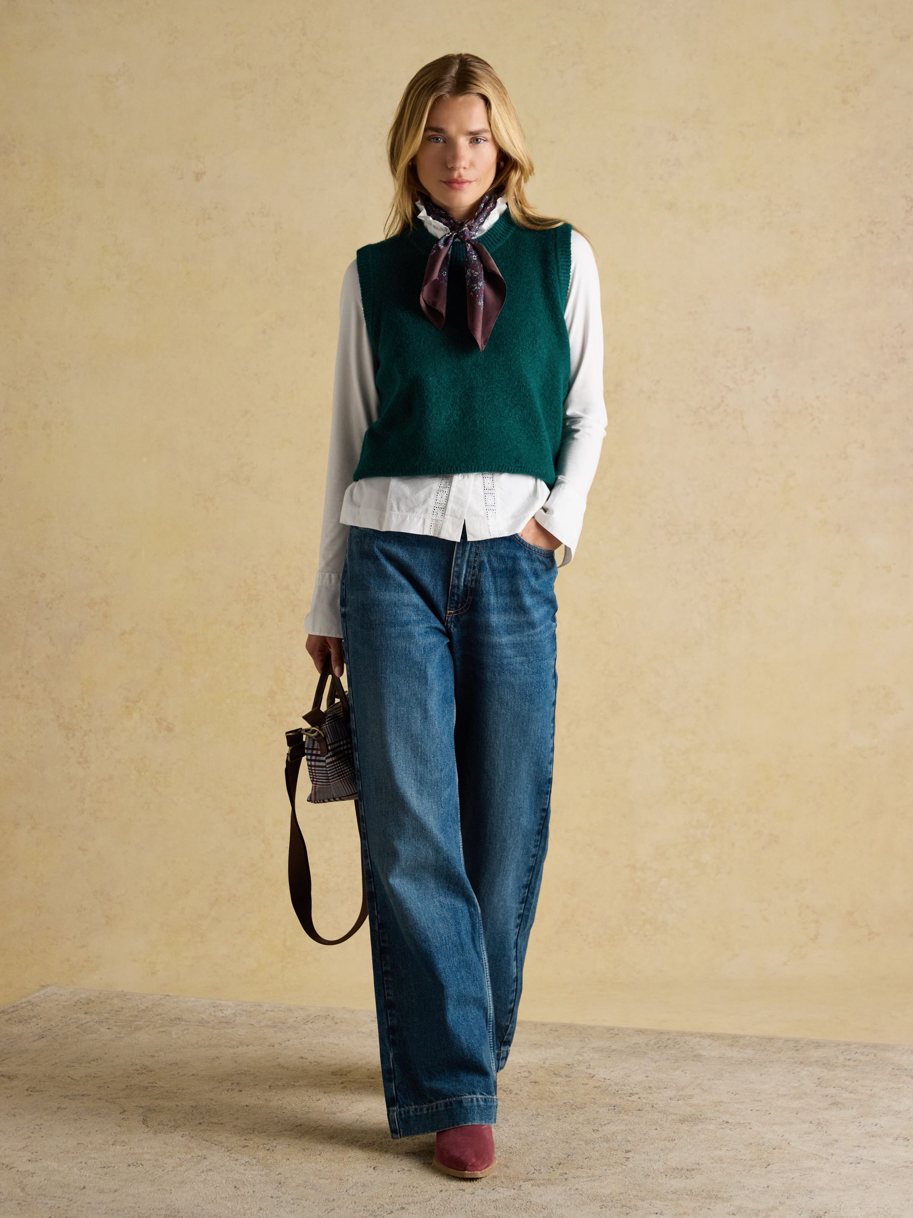 Holly Dark Green Knitted Crew Neck Vest - Image 5 of 9