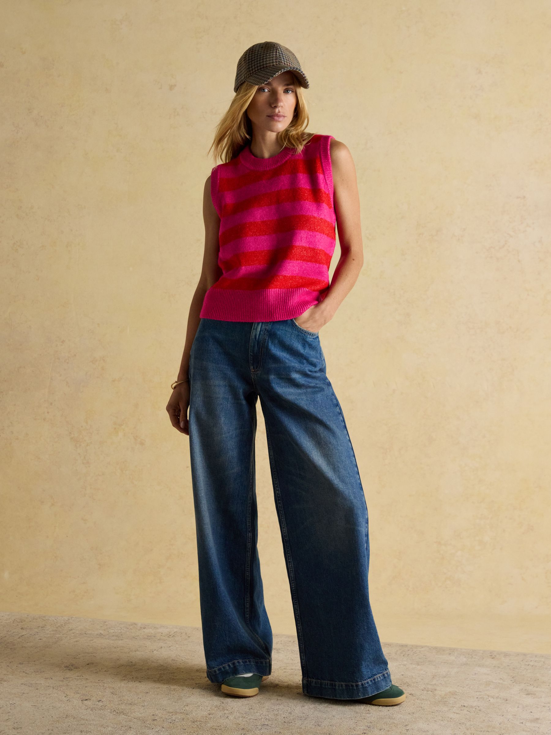 Holly Pink & Red Stripe Knitted Crew Neck Vest - Image 10 of 13