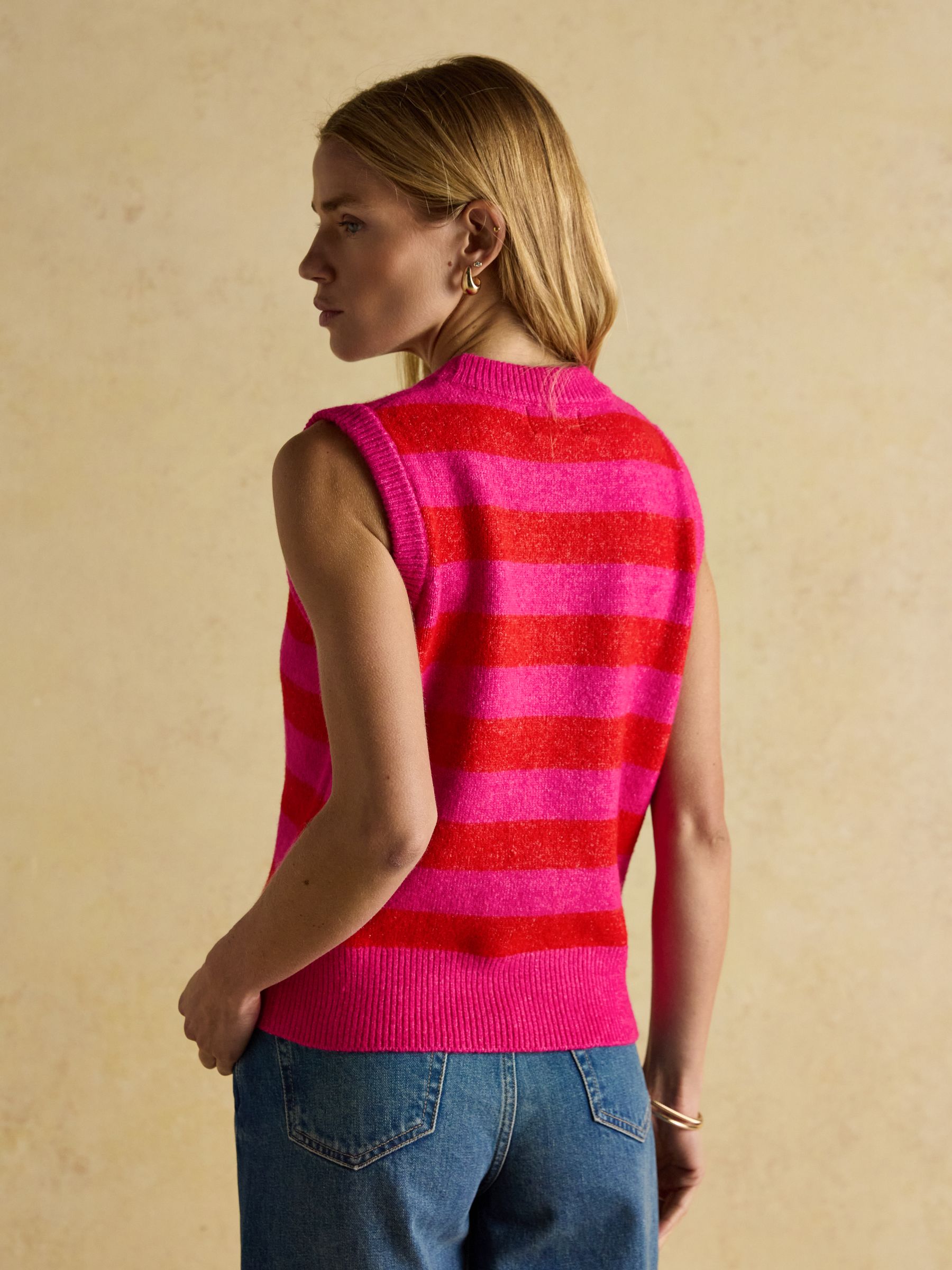Holly Pink & Red Stripe Knitted Crew Neck Vest - Image 7 of 13