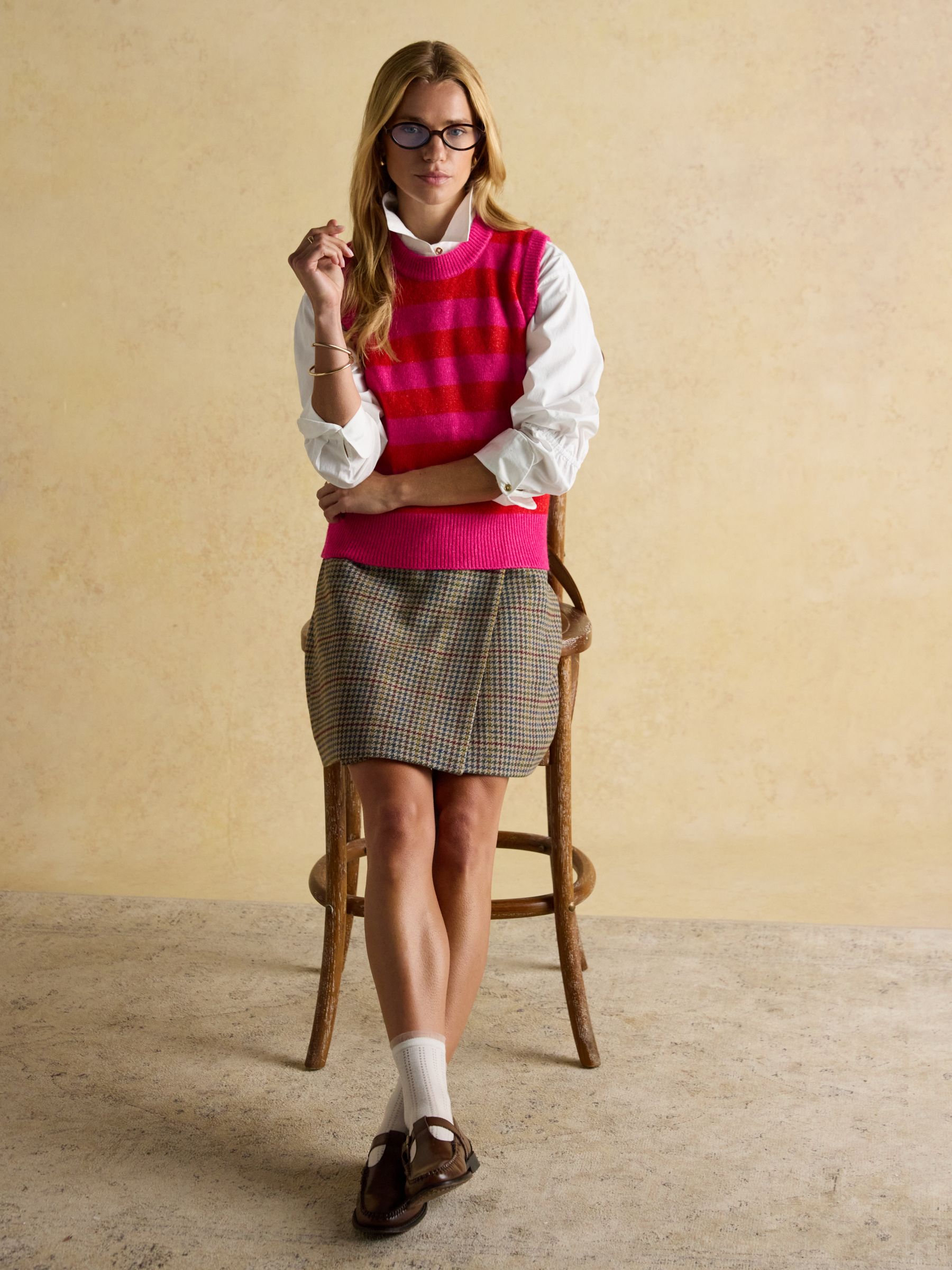 Holly Pink & Red Stripe Knitted Crew Neck Vest - Image 8 of 13