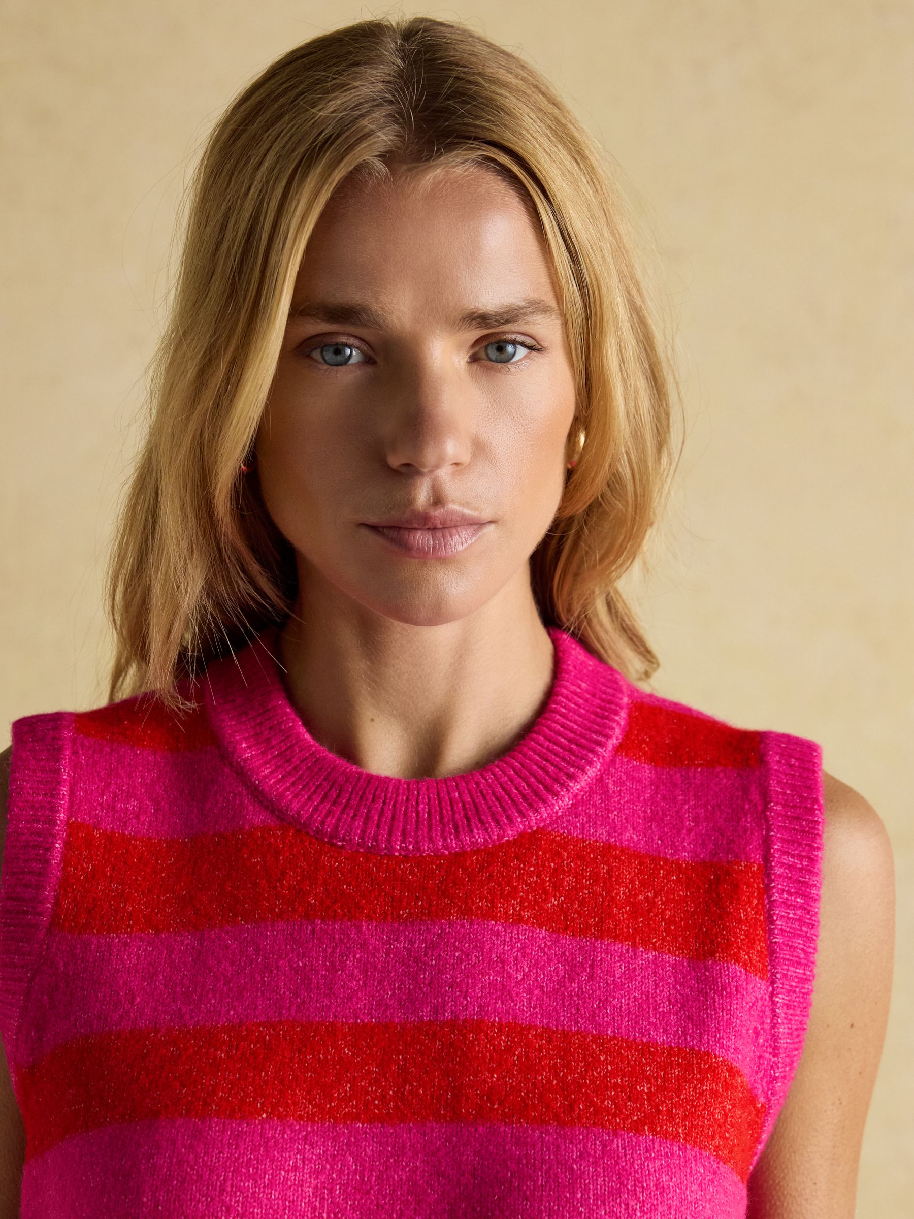 Holly Pink & Red Stripe Knitted Crew Neck Vest - Image 9 of 13