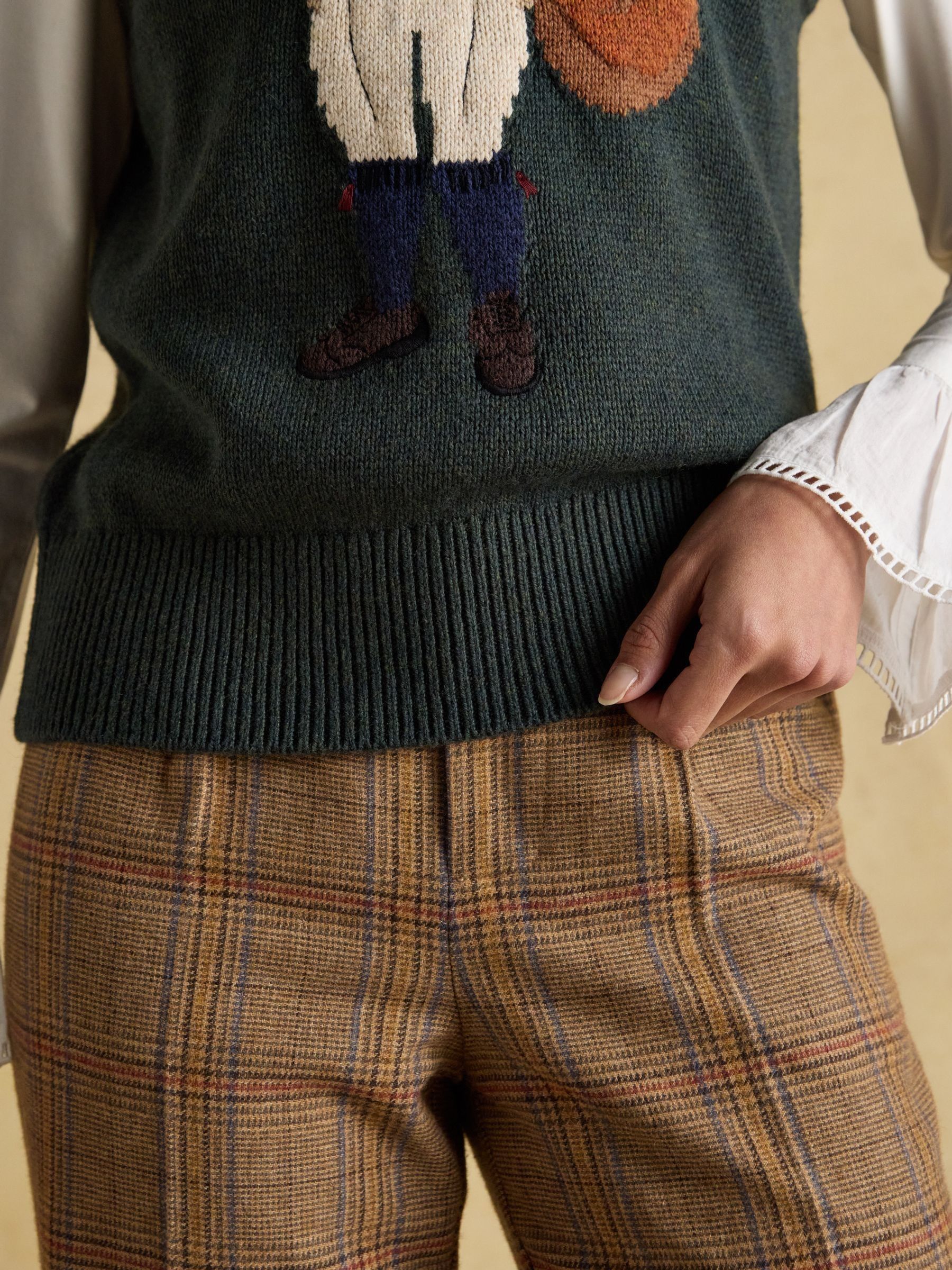 Jonty Green Intarsia Cotton Rich Knitted Vest - Image 8 of 9