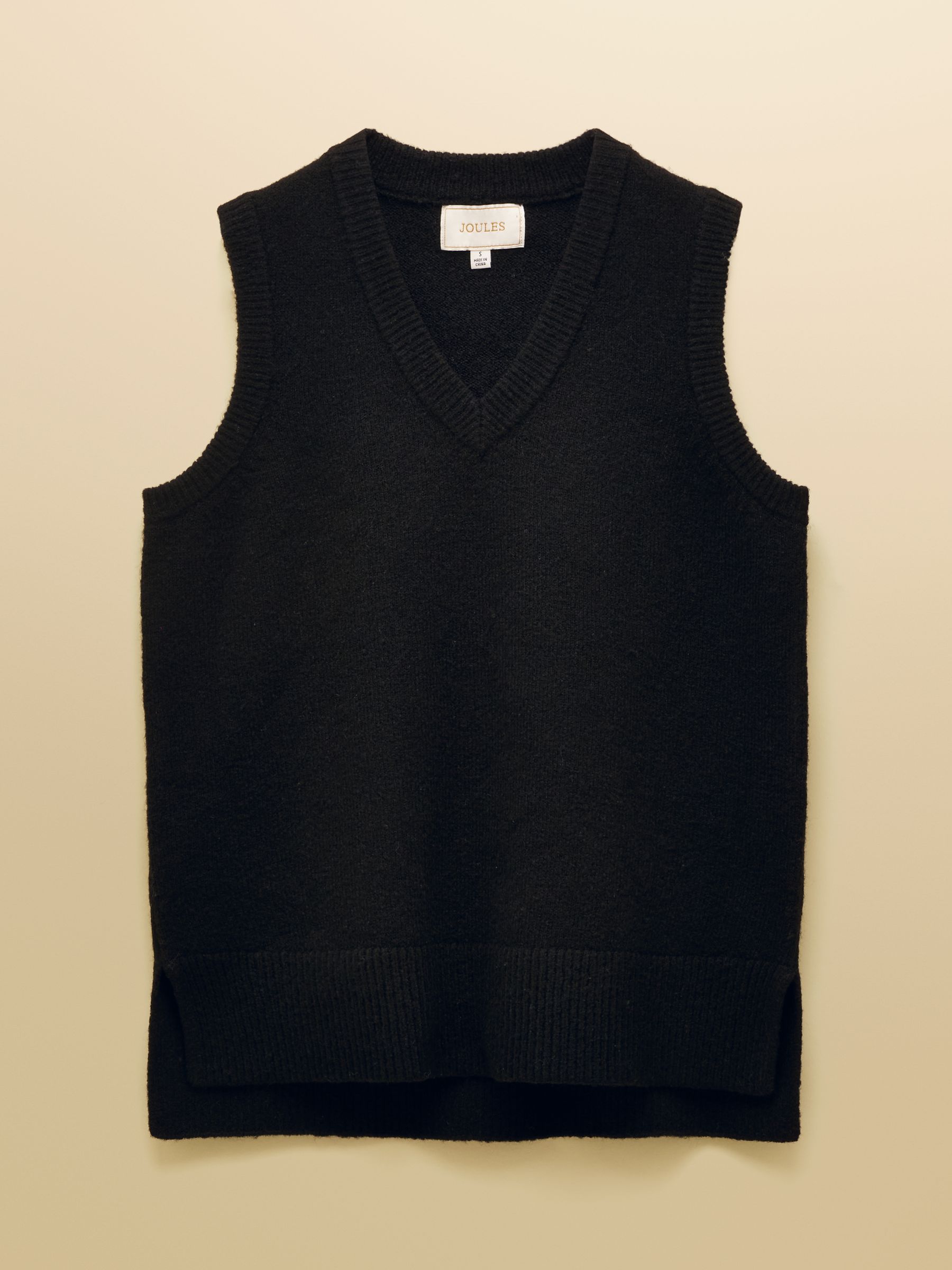 トップス OVY Cotton Wool V-neck Knit Vest black M Holly Black V-Neck Longline Knitted Vest | Joules